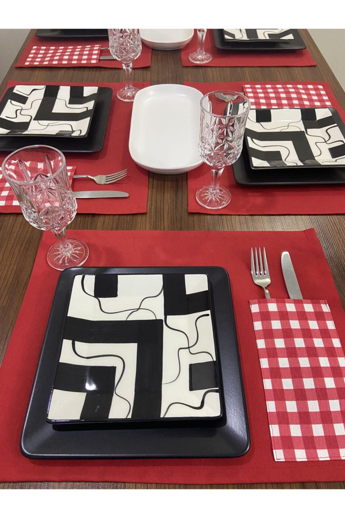 Sıvıya Ve Lekeye Dayanıklı Ekose Amerikan Servis Takımı