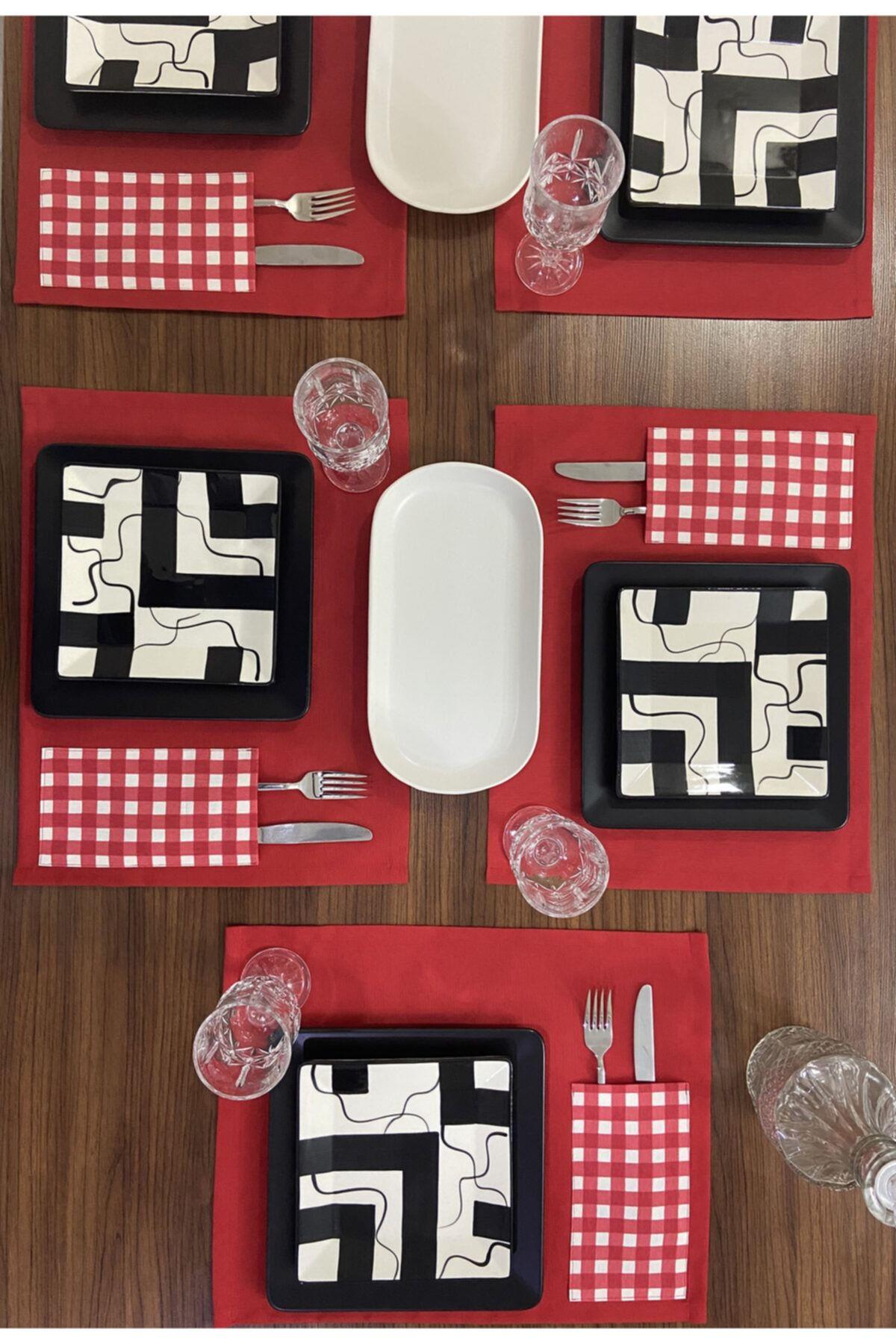 Sıvıya Ve Lekeye Dayanıklı Ekose Amerikan Servis Takımı