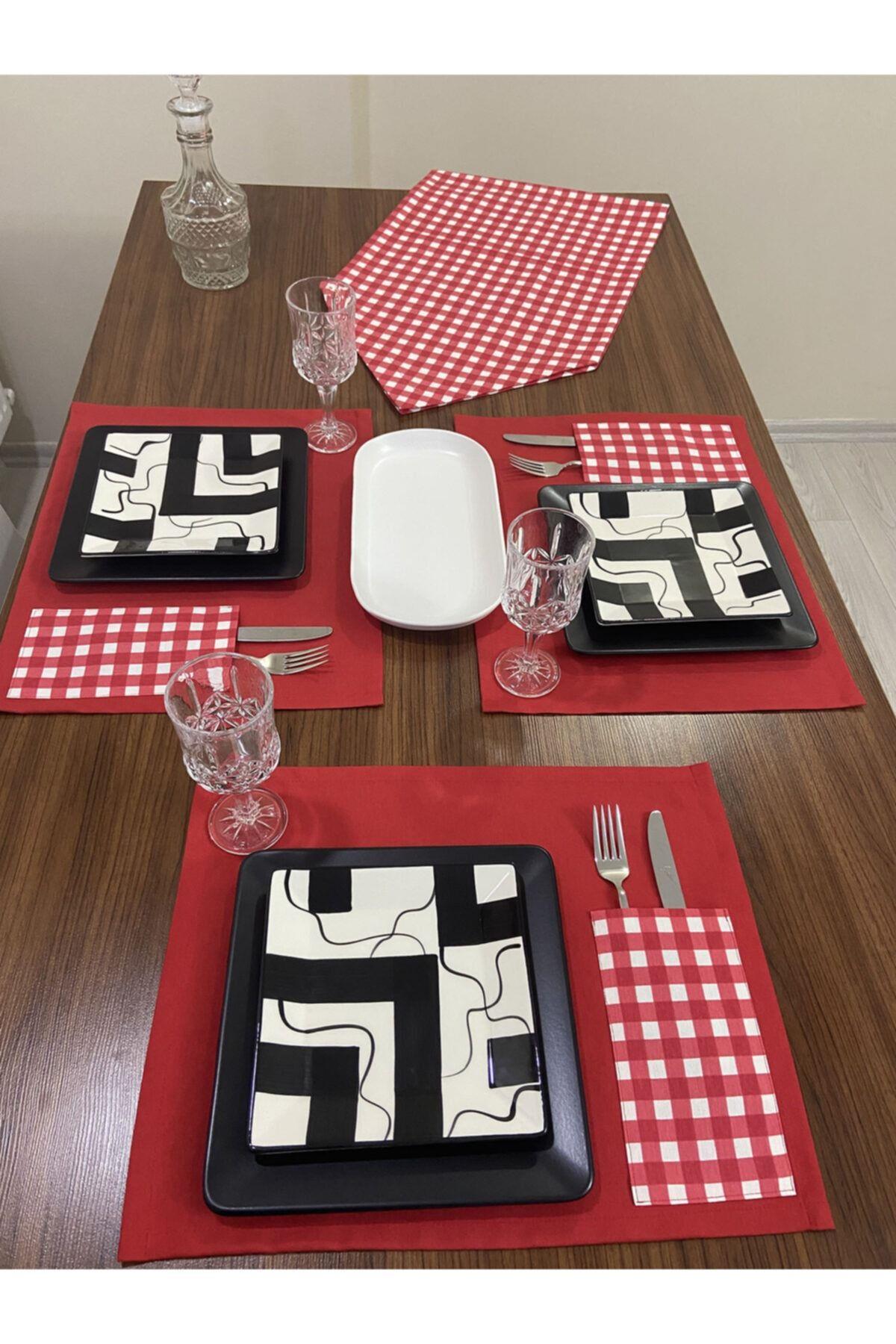 Sıvıya Ve Lekeye Dayanıklı Ekose Amerikan Servis Takımı