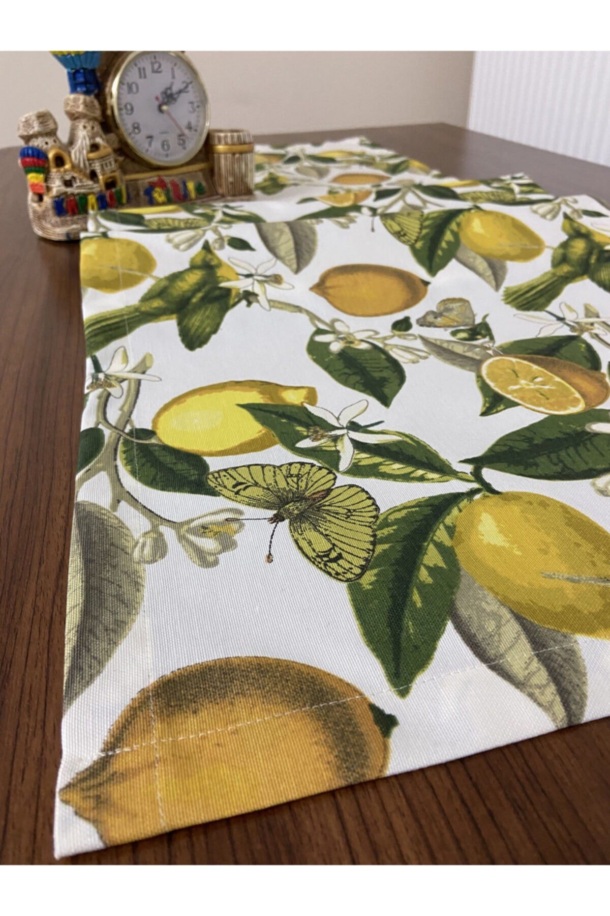 Sıvıya Ve Lekeye Dayanıklı Limon Desenli Runner