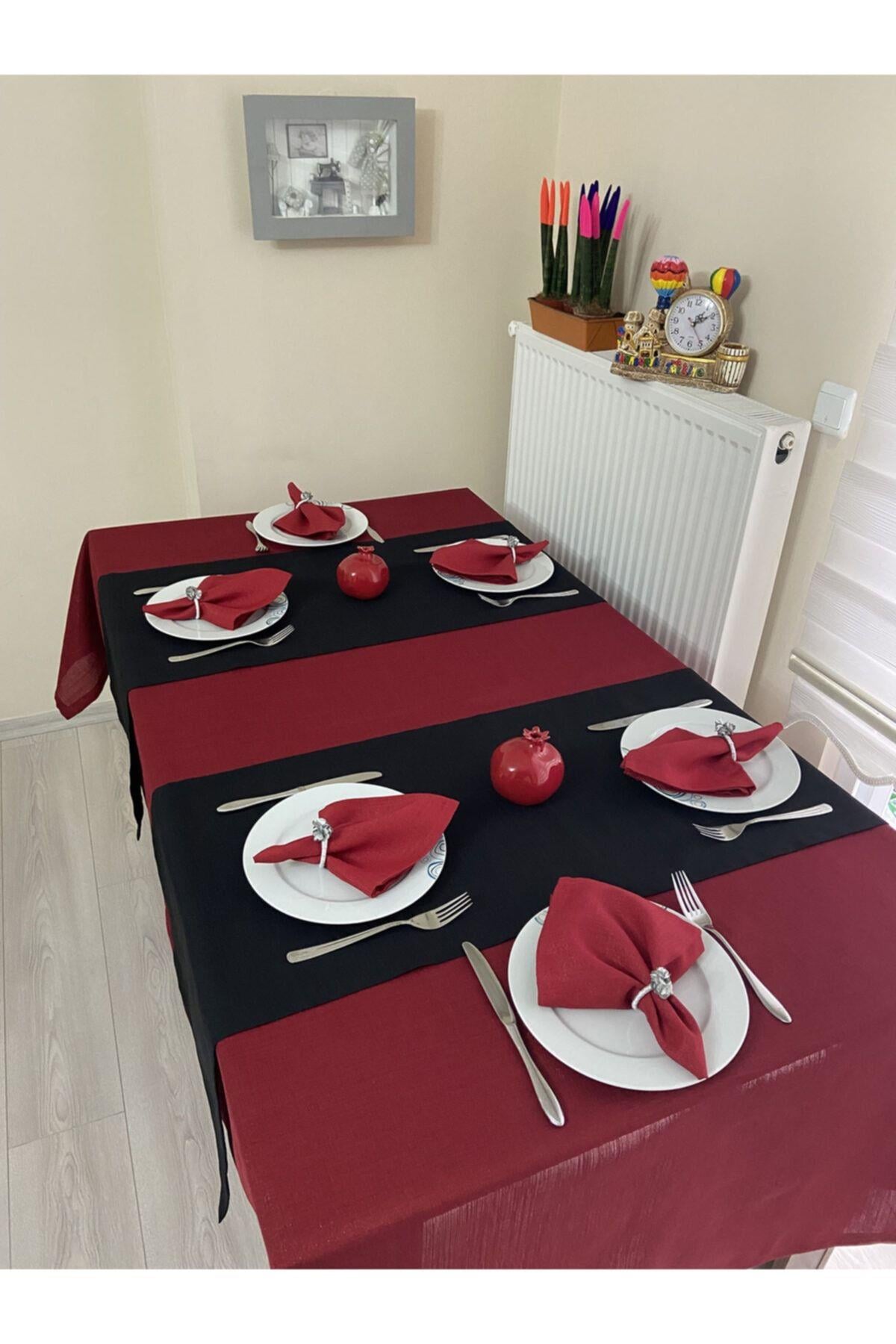 Solid Kırmızı Simli Masa Örtüsü