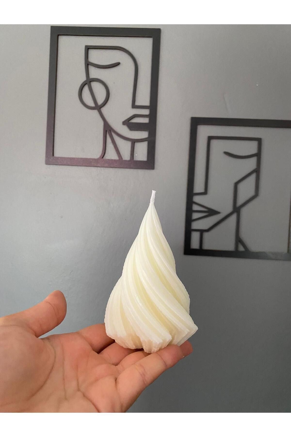Spiral Büyük Dekoratif Dönence Beyaz Mum 1 Adet