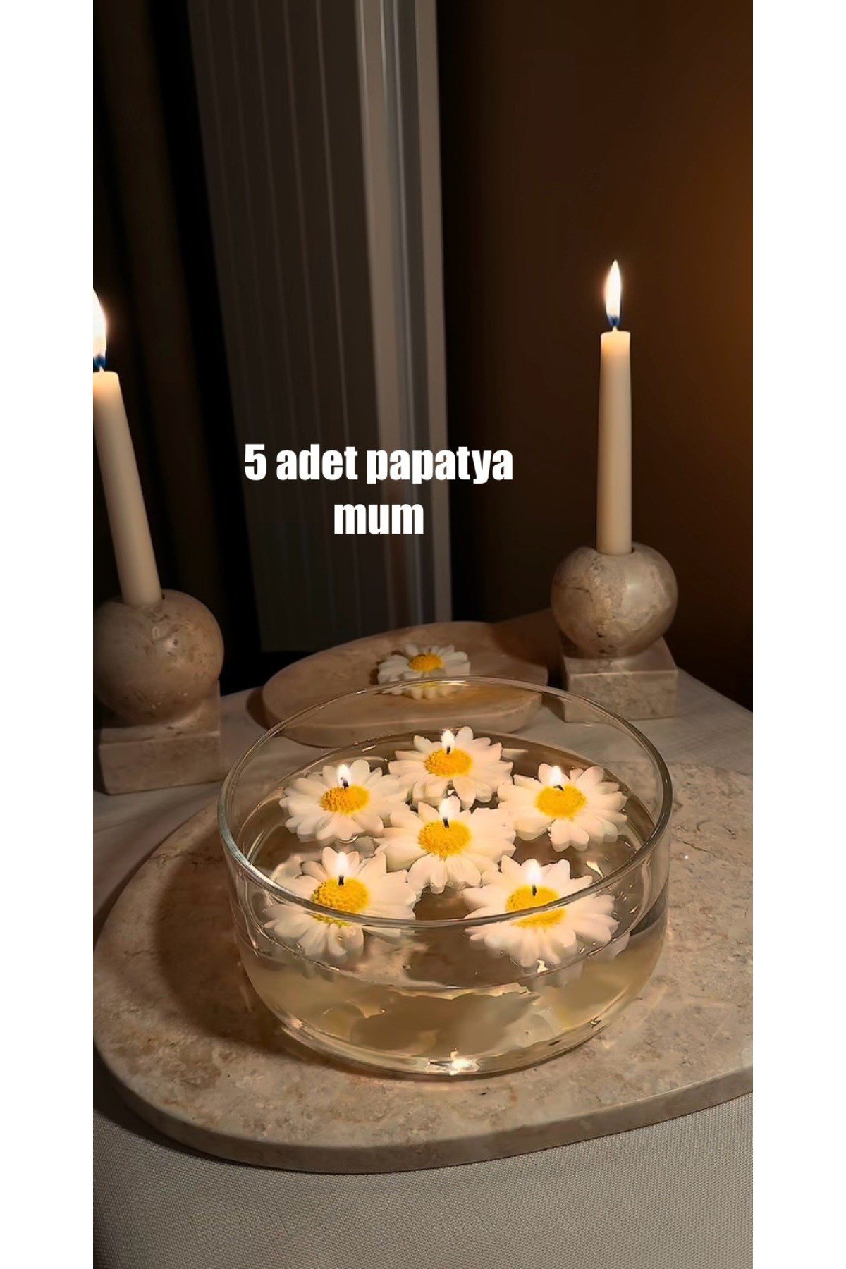 Suda Yüzen Mum 5 Adet Papatya Mum Hediyelik Mum
