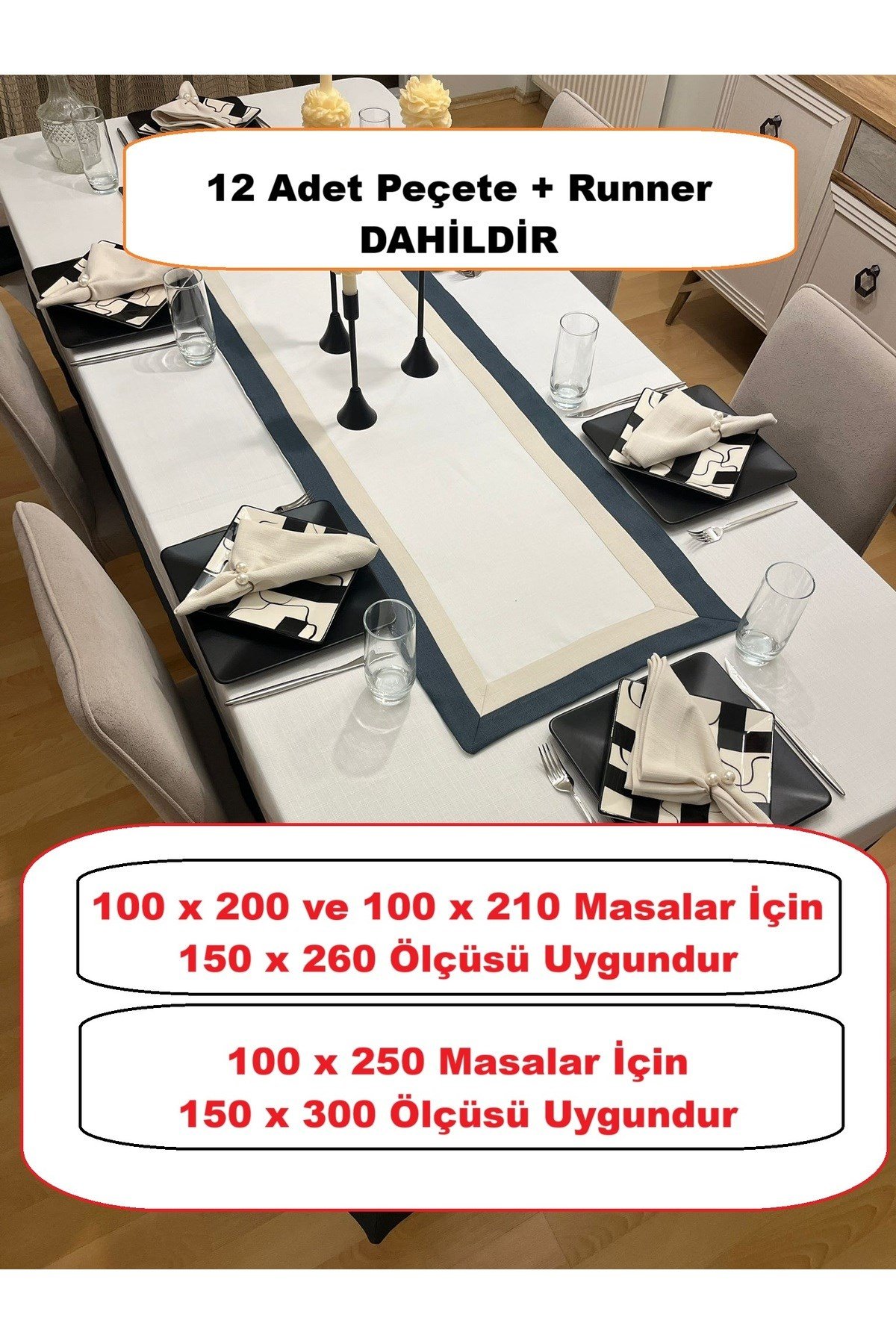 Swan Assos Premium Dertsiz Masa Örtüsü 14 Parça Takım