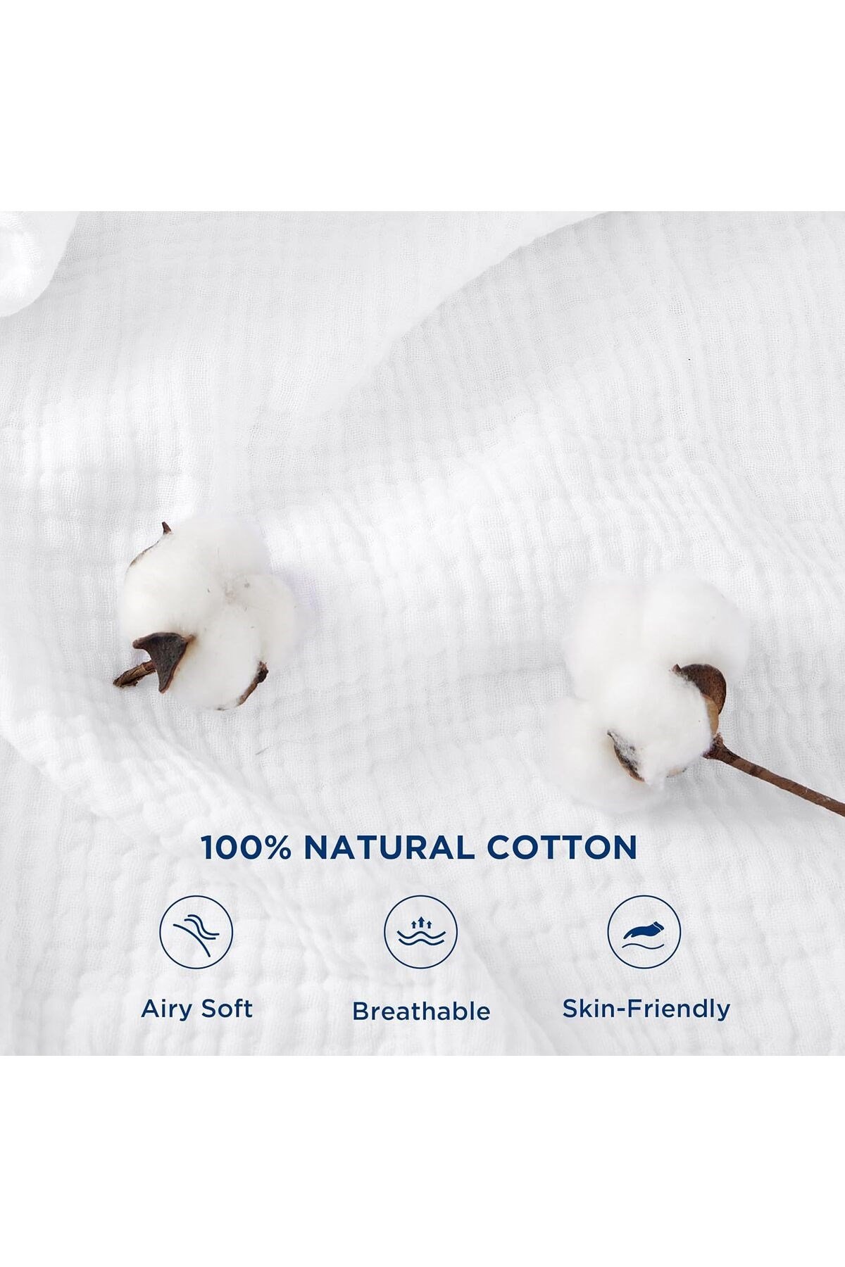 Yatak, Koltuk, Giyim, Bebekler için %100 Pamuklu 4 Katlı Muslin Bezi , Yumuşak 1 Mt x 3mt