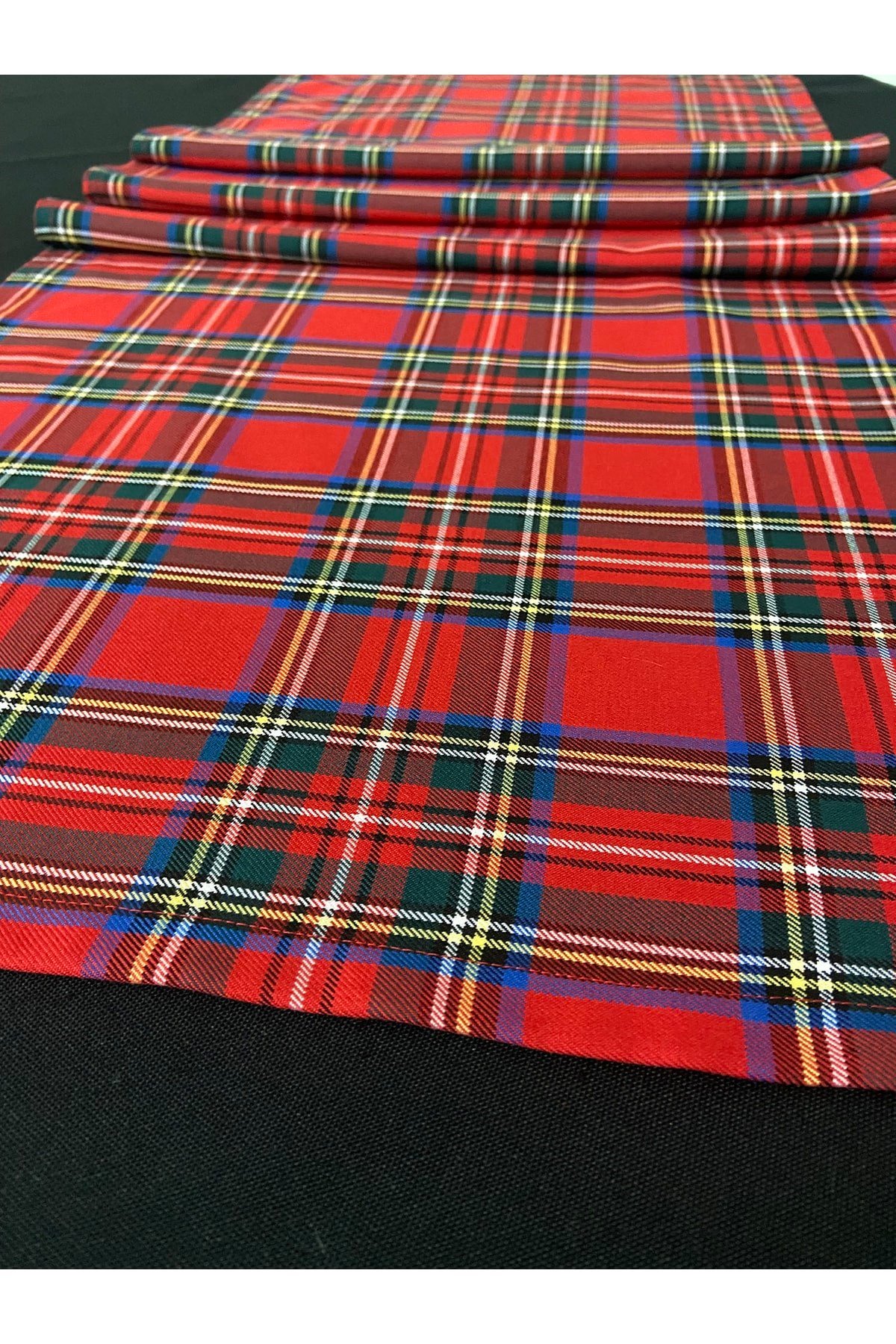 Yılbaşı Özel Runner, Kırmızı Ekose Özel Dikim Runner 40 X 140