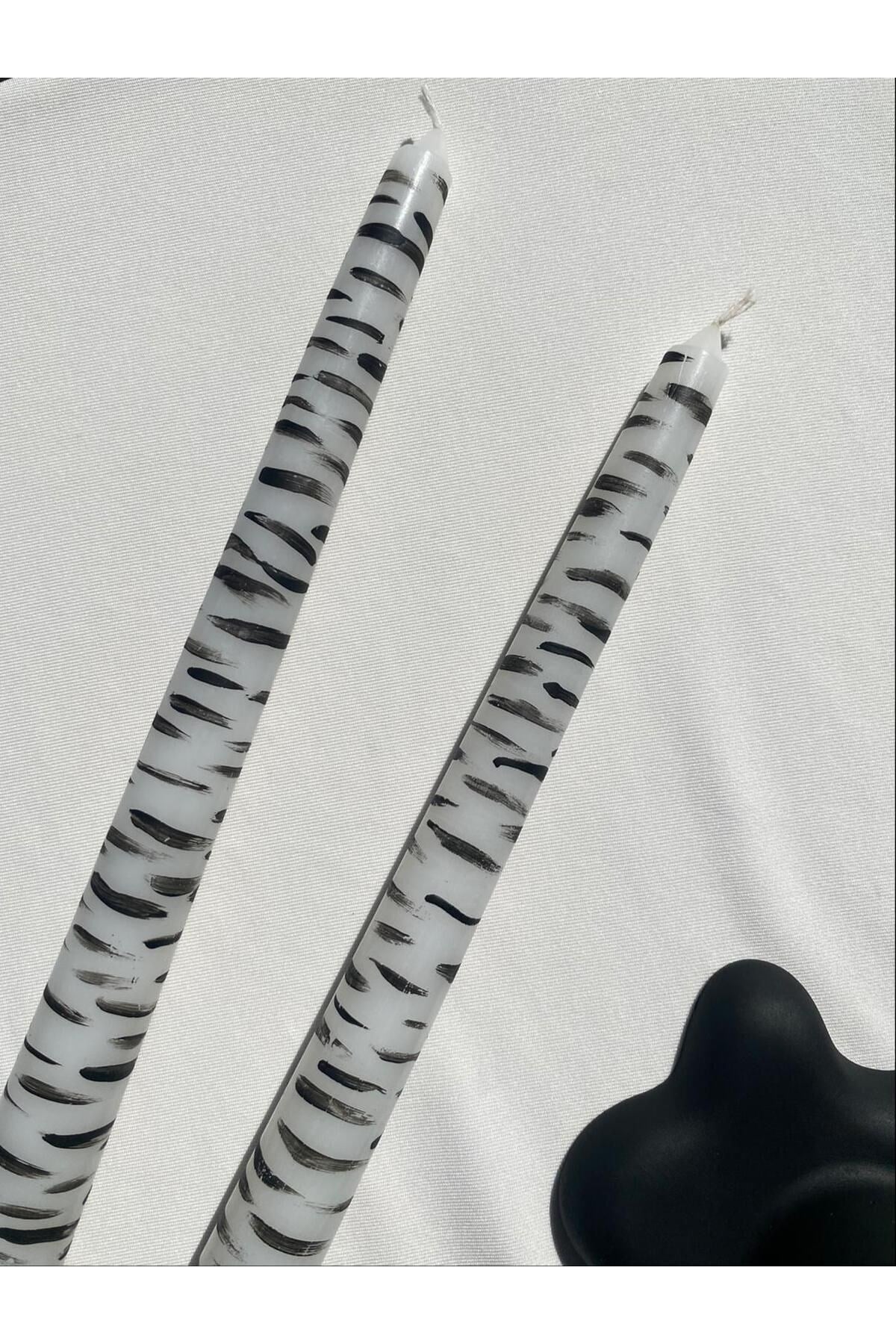 Zebra Desenli 2’li Şamdan Mum