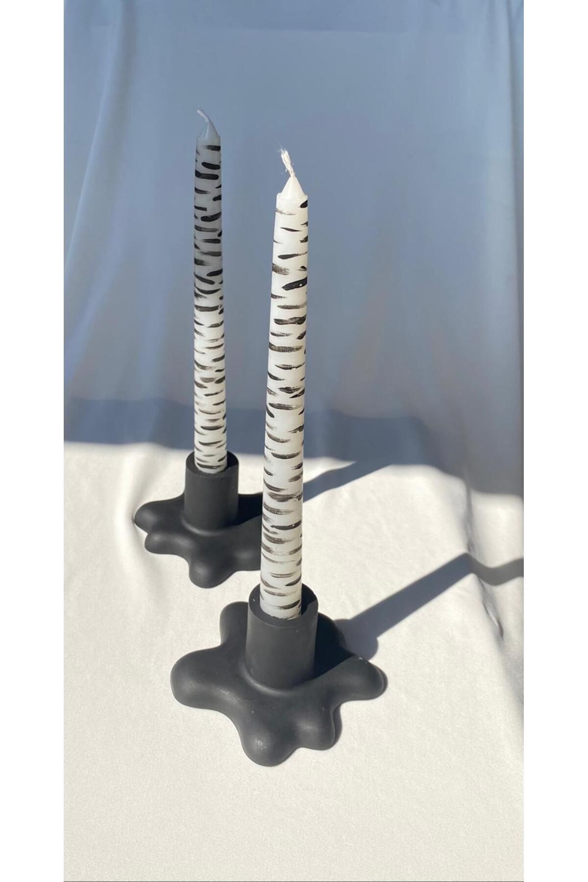 Zebra Desenli 2’li Şamdan Mum
