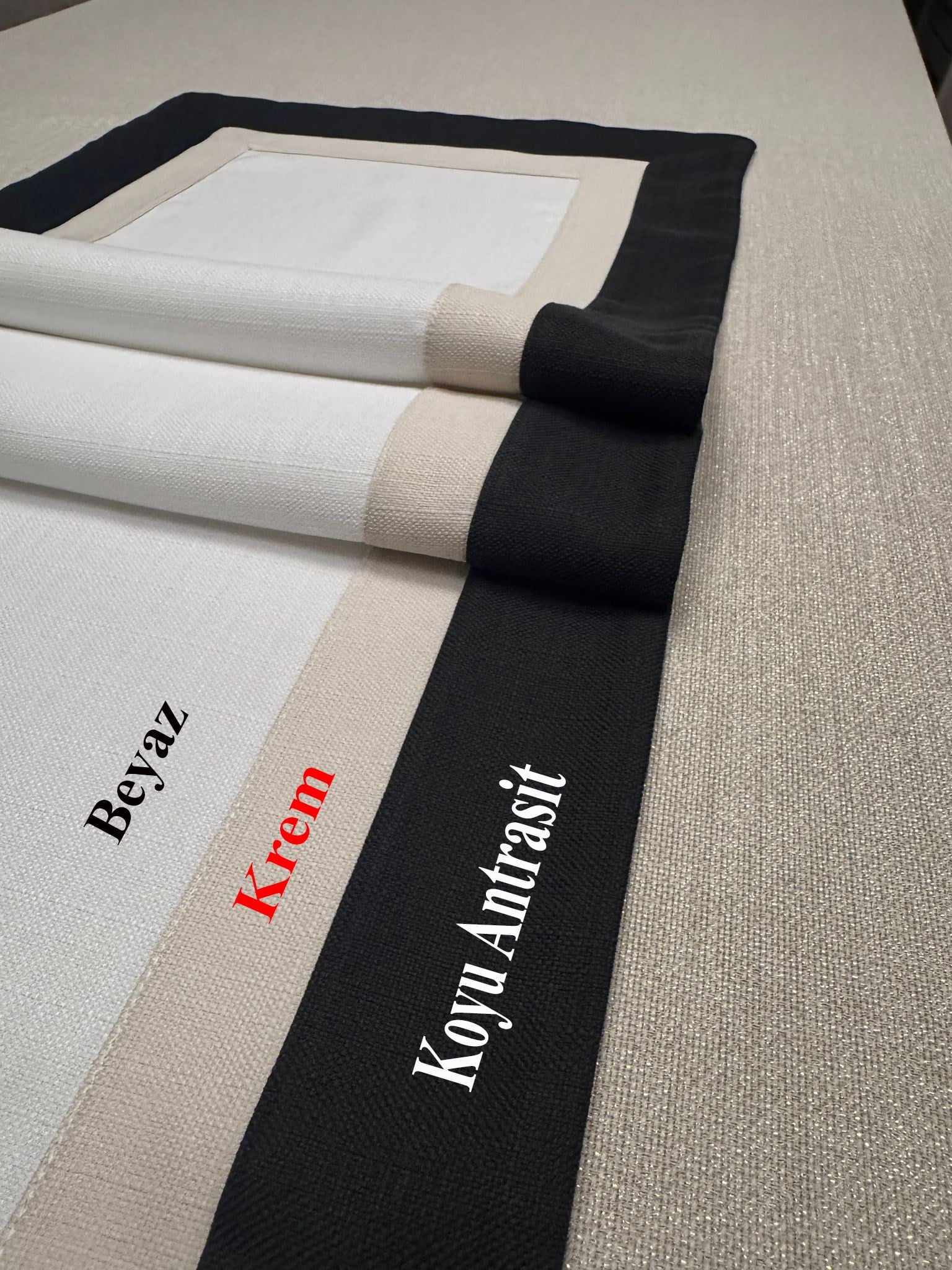 Zeren Home Swan Assos Premium Dertsiz Masa Örtüsü 14 Parça Takım Antrasit