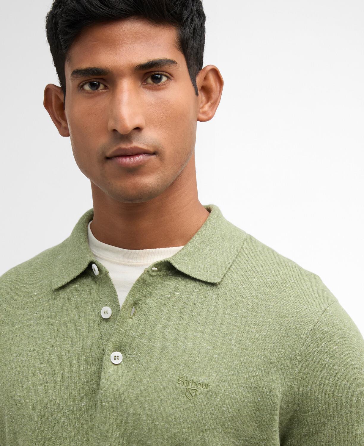 Barbour Muston Linen Blend Knitted Polo Yaka