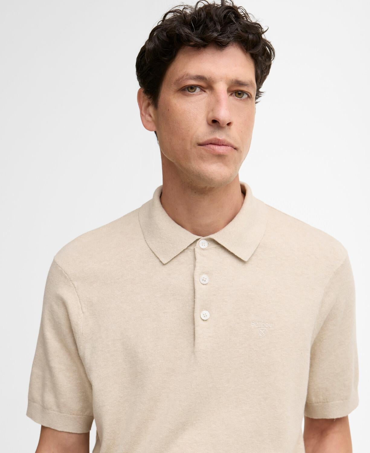 Barbour Muston Linen Blend Knitted Polo Yaka