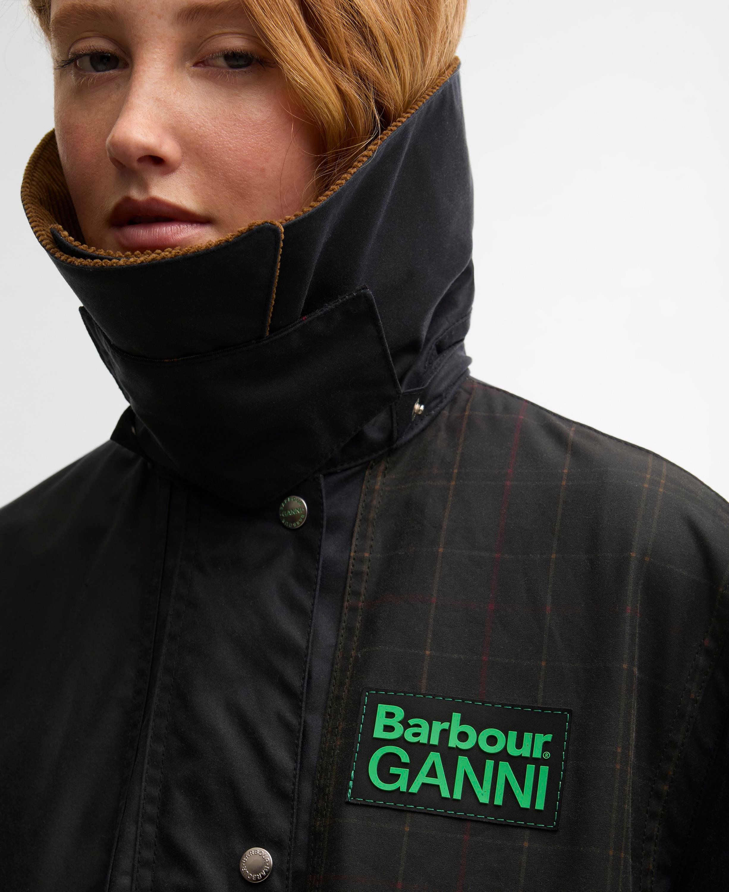 Barbour x Ganni Hooded Duffle Yağlı Ceket