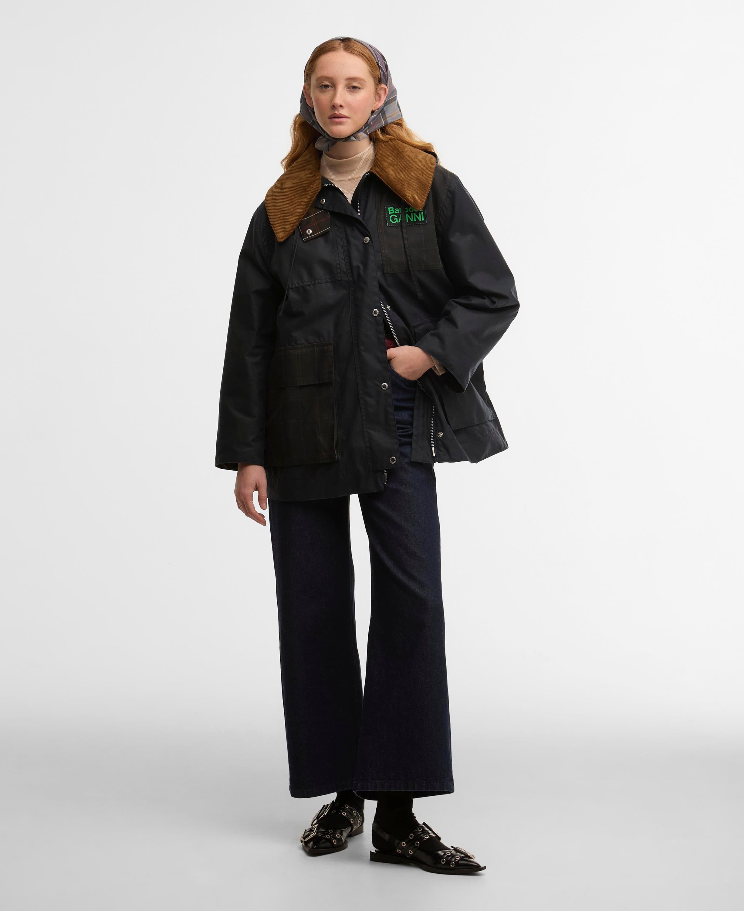 Barbour x Ganni Hooded Duffle Yağlı Ceket