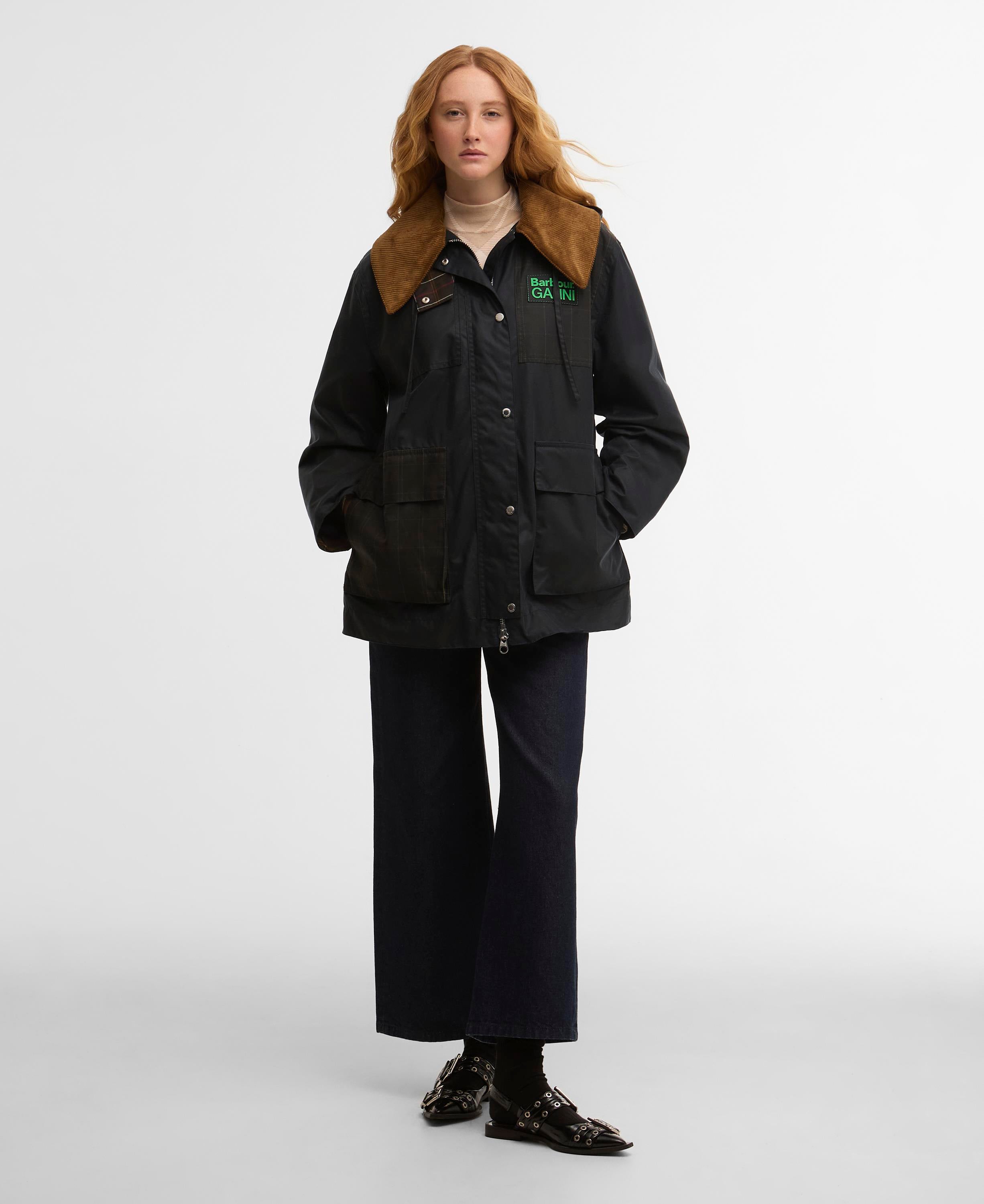 Barbour x Ganni Hooded Duffle Yağlı Ceket
