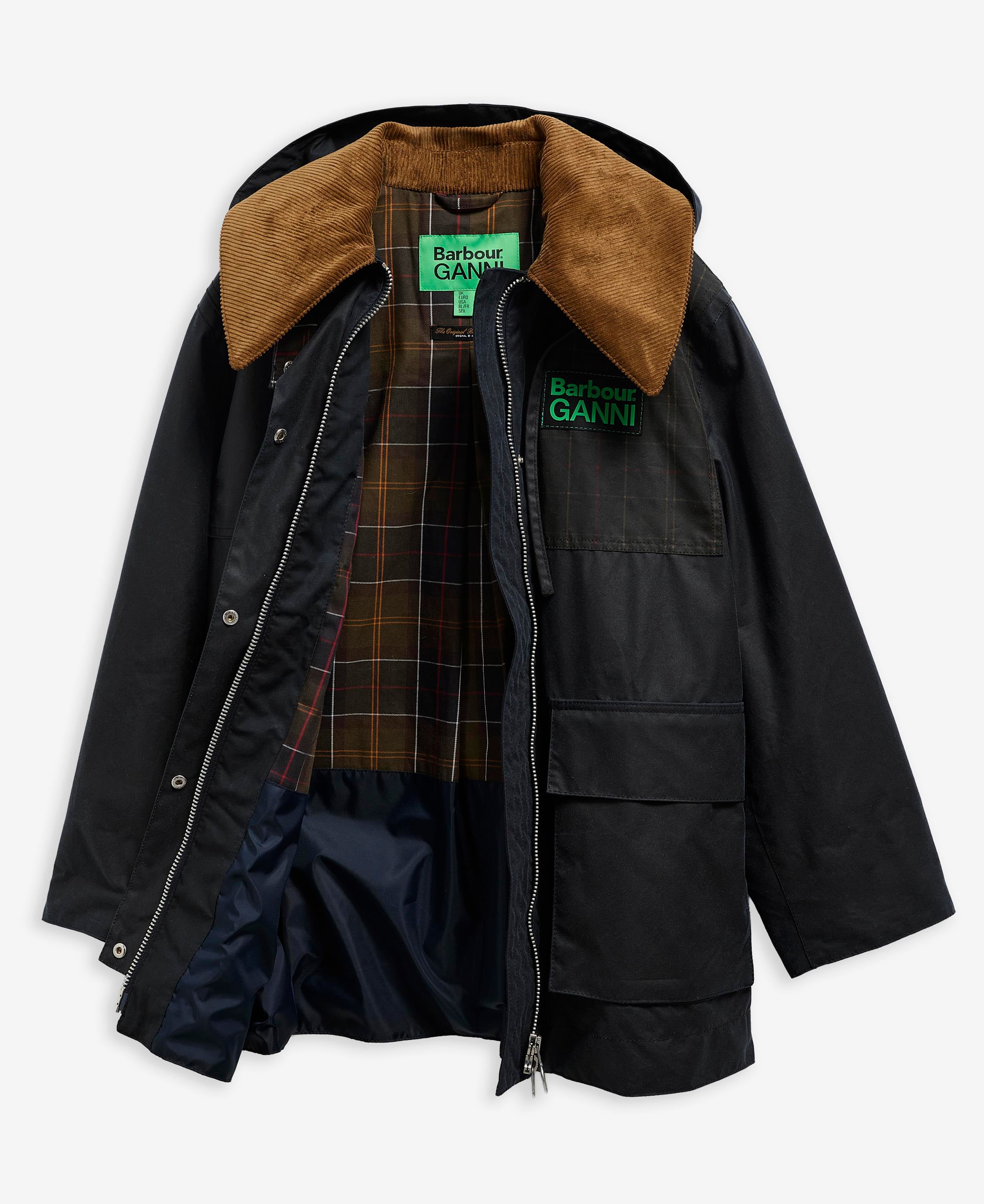 Barbour x Ganni Hooded Duffle Yağlı Ceket