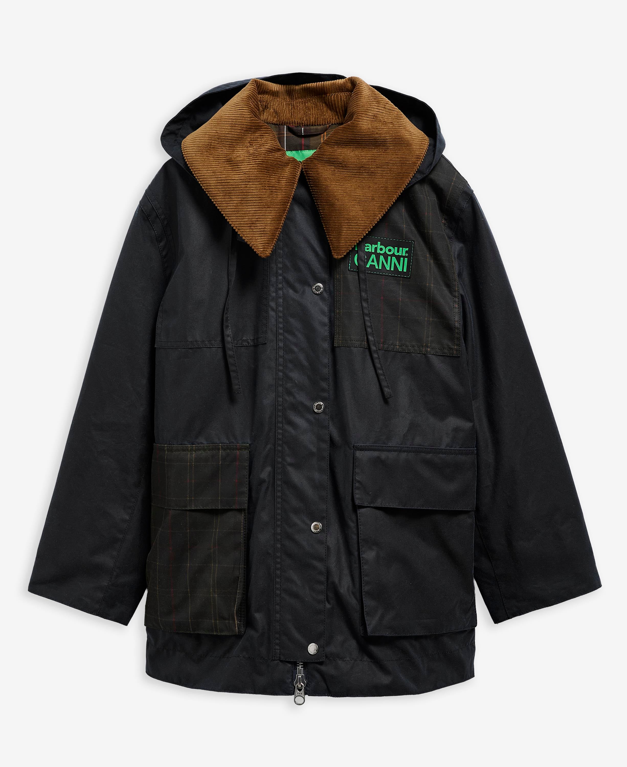 Barbour x Ganni Hooded Duffle Yağlı Ceket