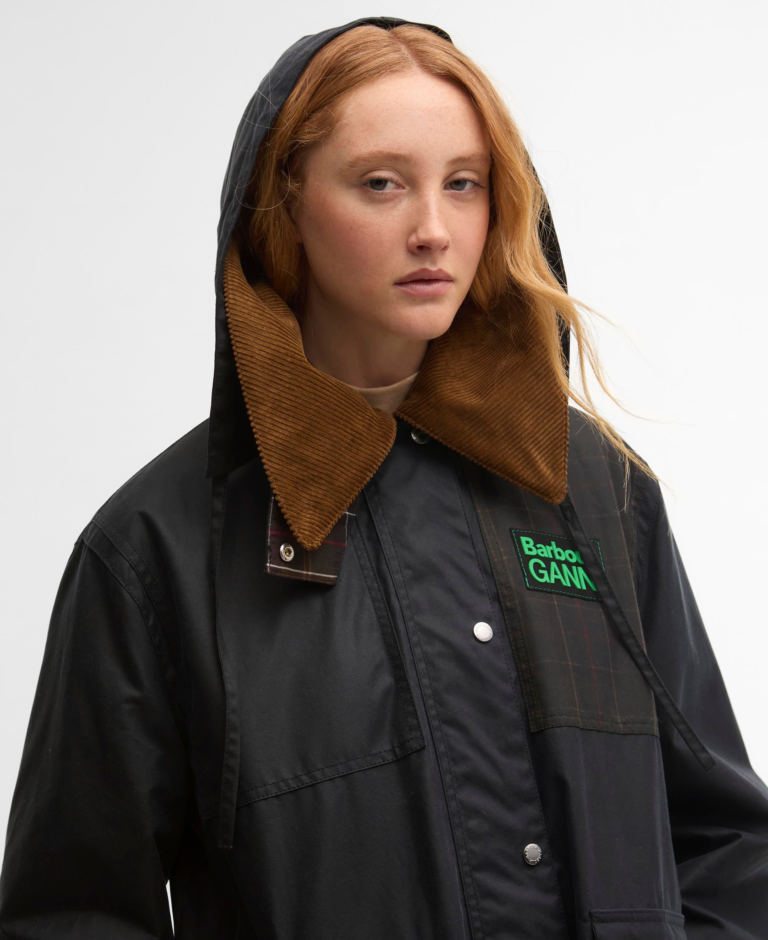 Barbour x Ganni Hooded Duffle Yağlı Ceket