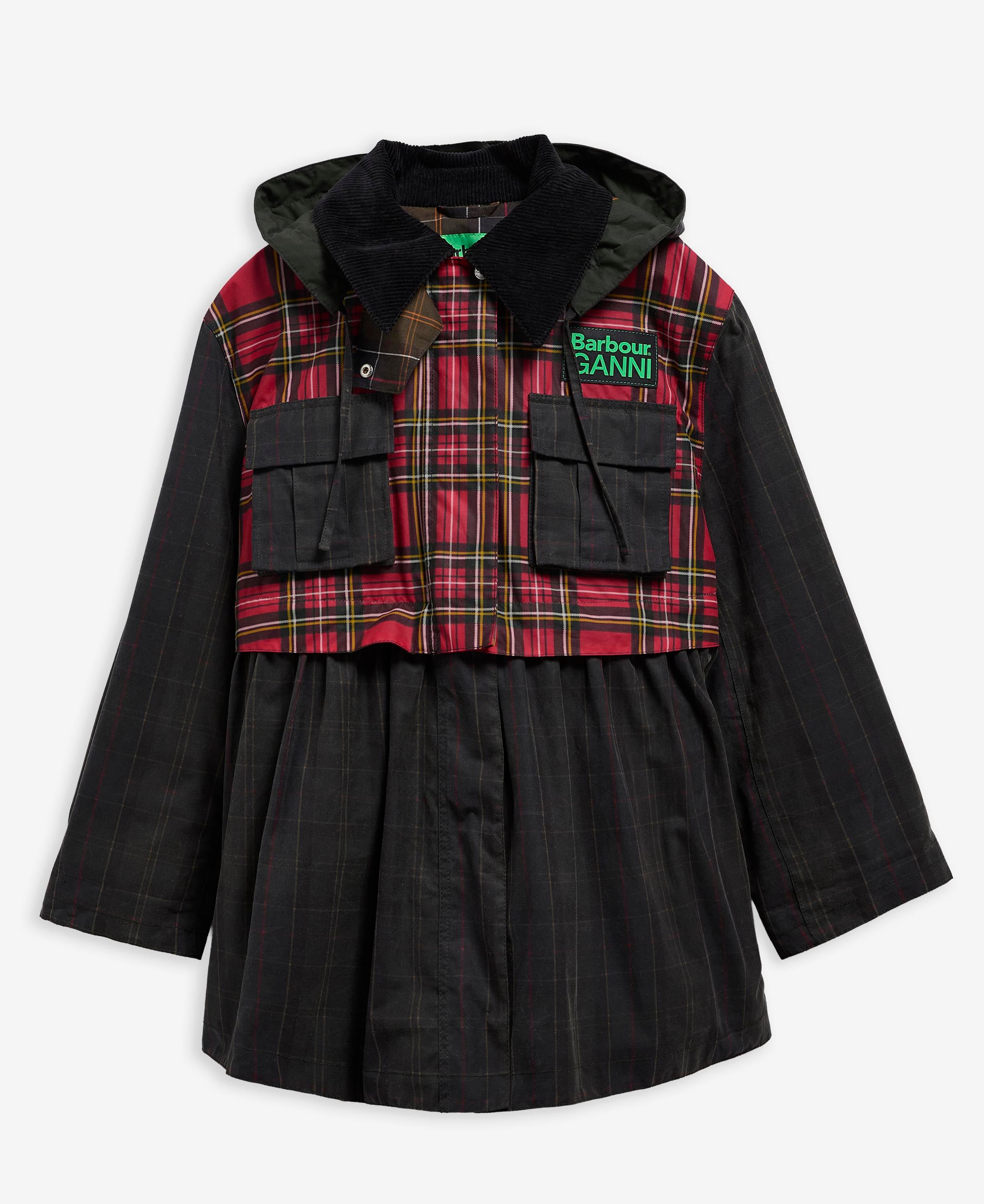 Barbour x Ganni Tartan Peplum Yağlı Ceket