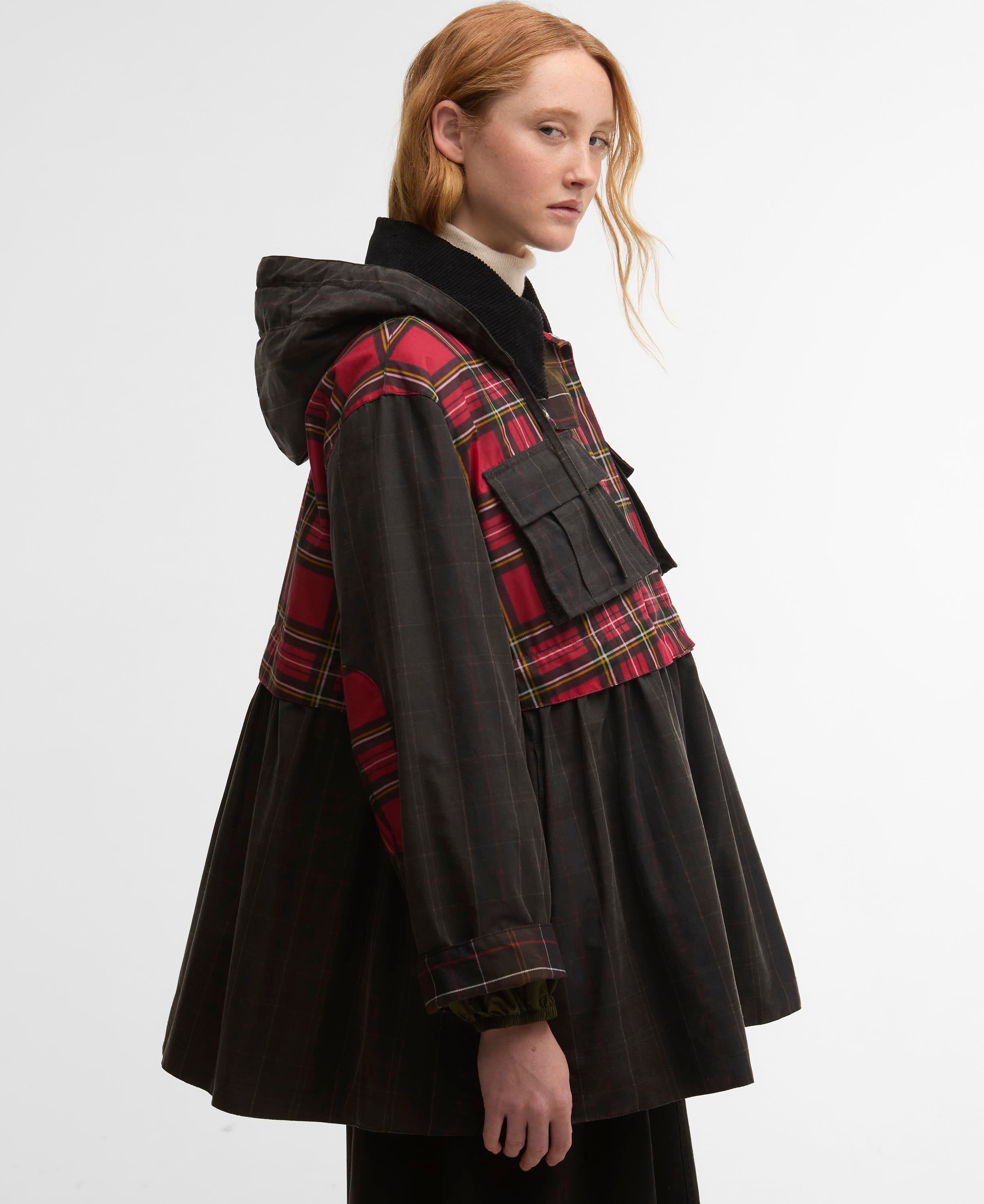 Barbour x Ganni Tartan Peplum Yağlı Ceket