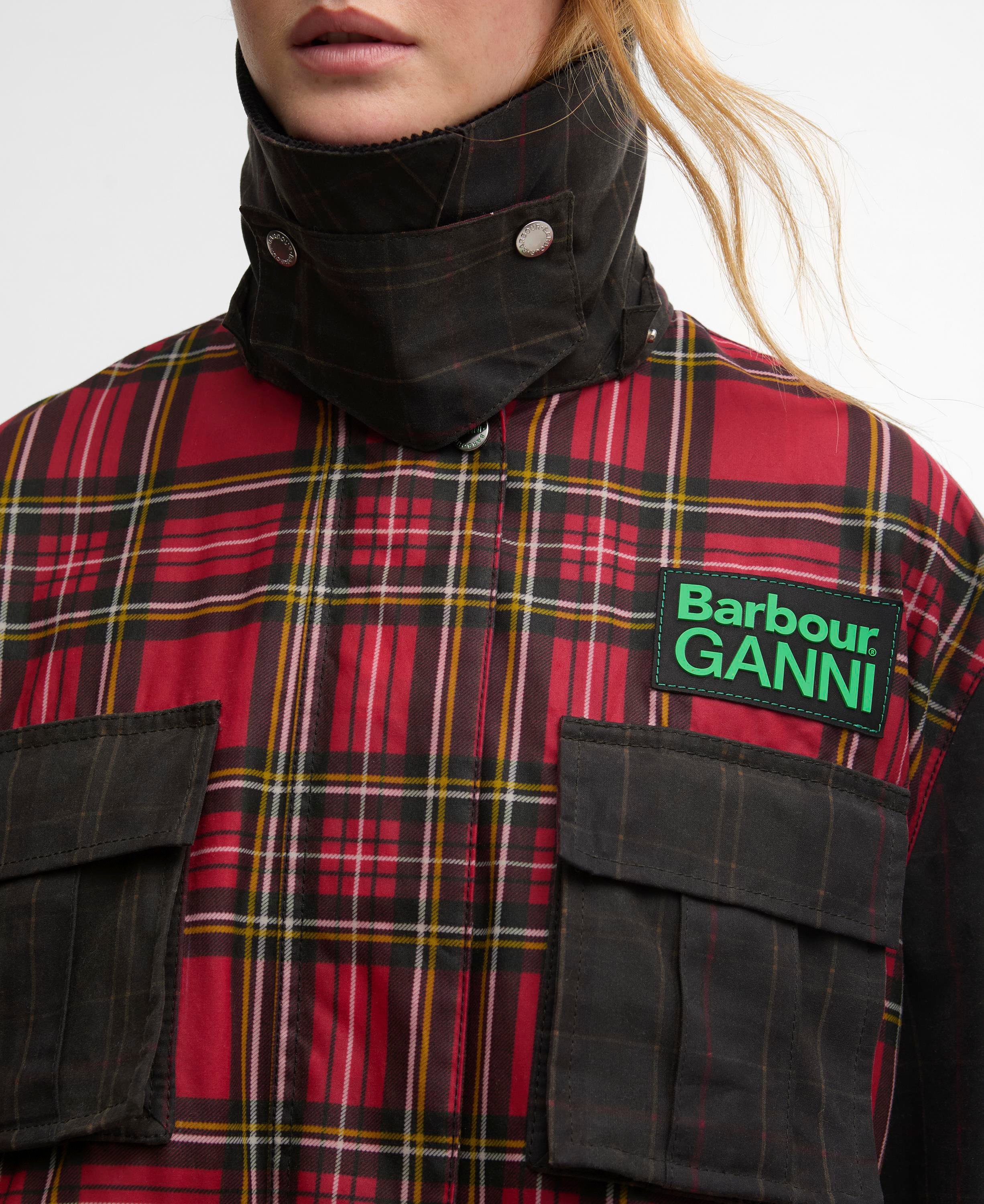 Barbour x Ganni Tartan Peplum Yağlı Ceket
