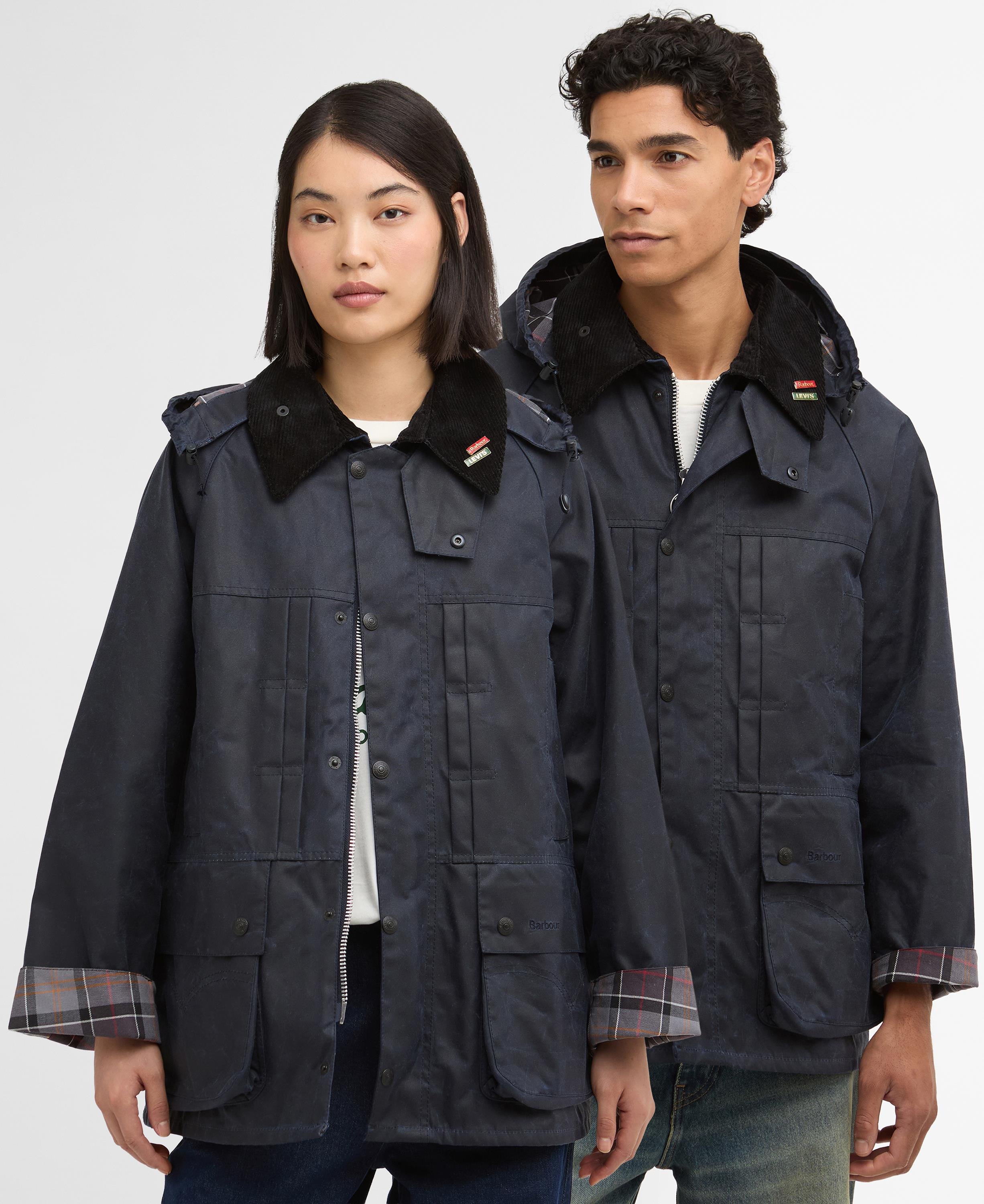 Barbour x Levis OS Bedale Yağlı Ceket NY71 Royal Navy