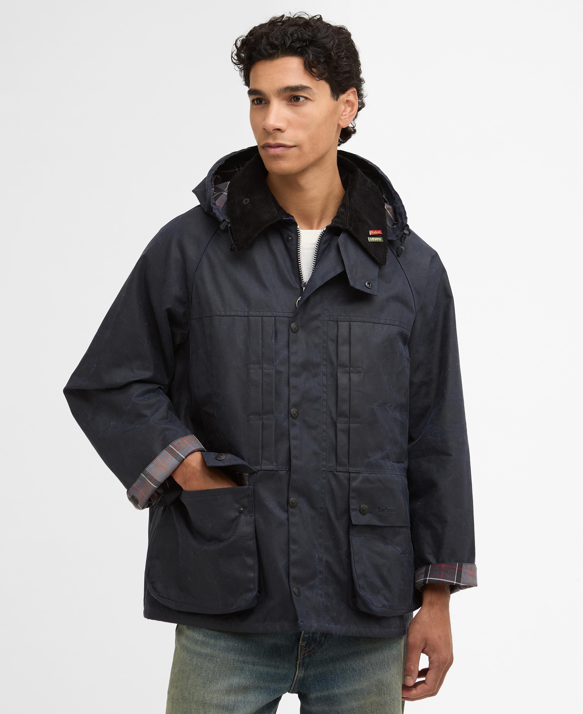 Barbour x Levis OS Bedale Yağlı Ceket NY71 Royal Navy