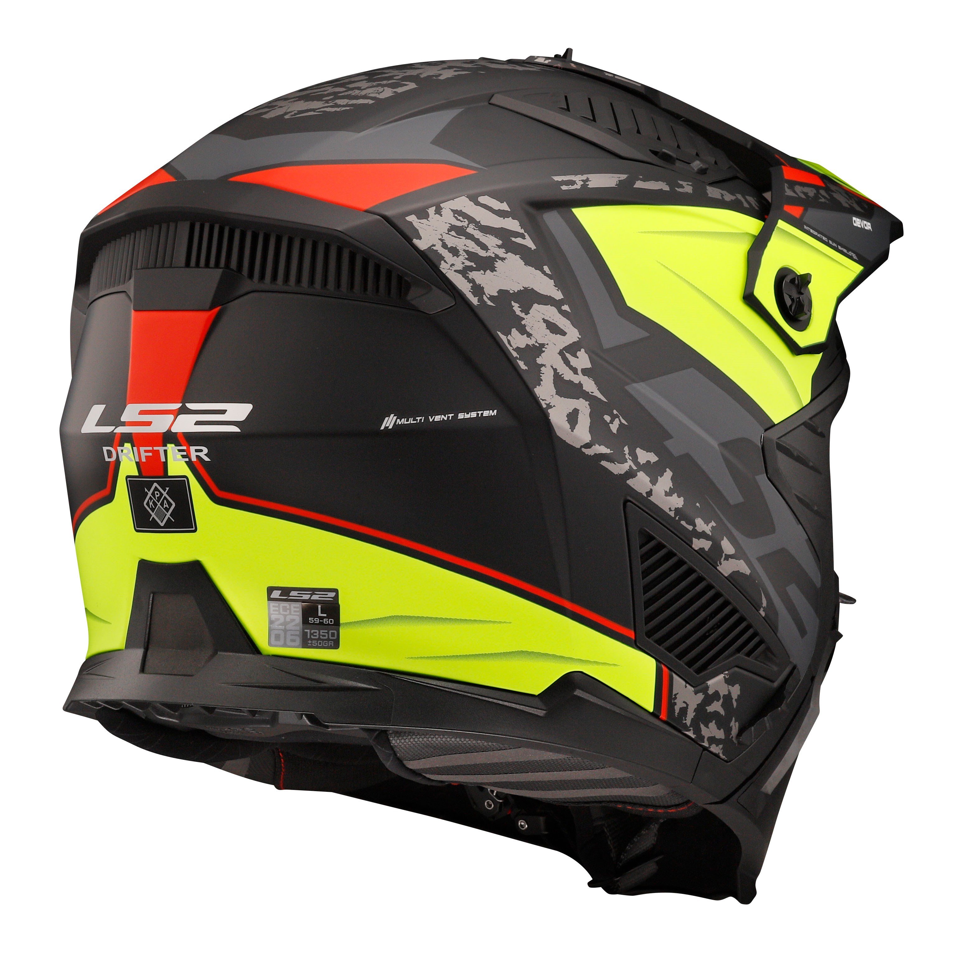 LS2 DRIFTER DEVOR MAT SİYAH-NEON SARI KASKLS2Açık Kasklar
