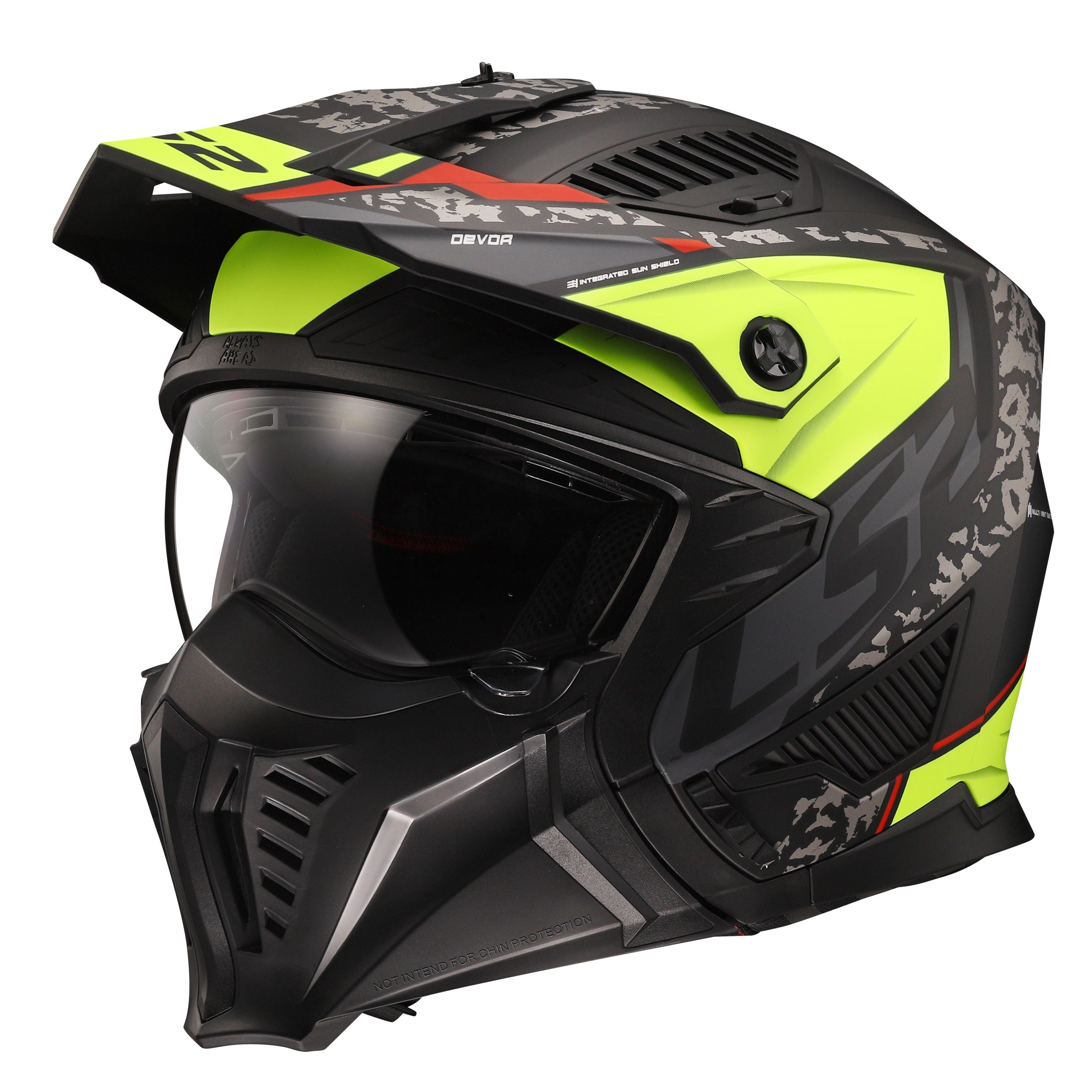 LS2 DRIFTER DEVOR MAT SİYAH-NEON SARI KASKLS2Açık Kasklar