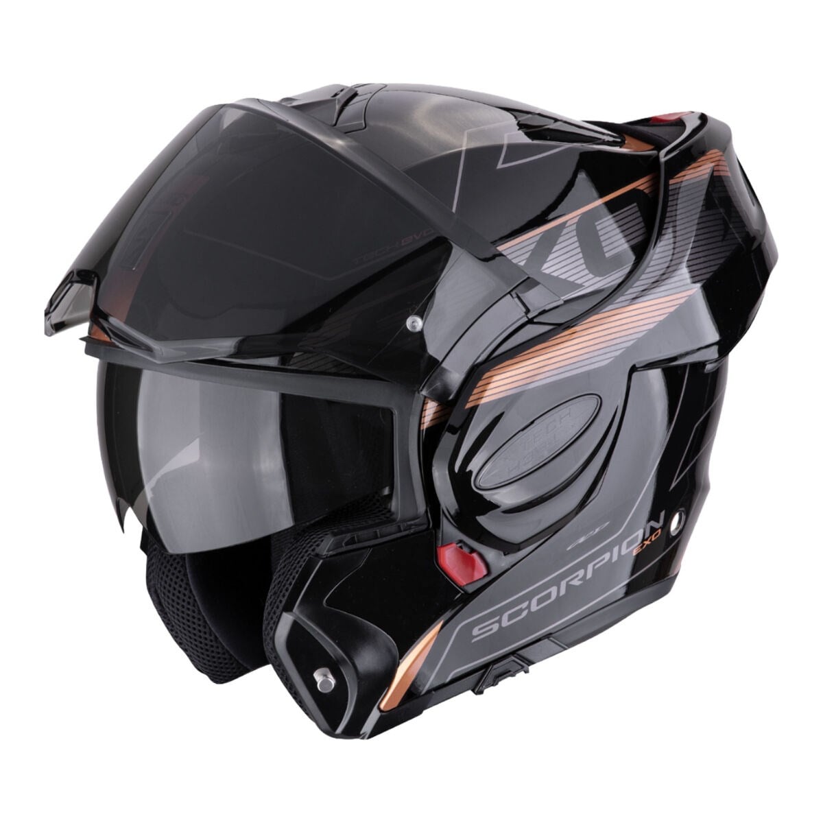 SCORPİON EXO-TECH EVO TRAVELLER ÇENE AÇILABİLİR MOTOSİKLET KASKI SİYAH / BAKIRSCORPIONÇene Açılır Kasklar
