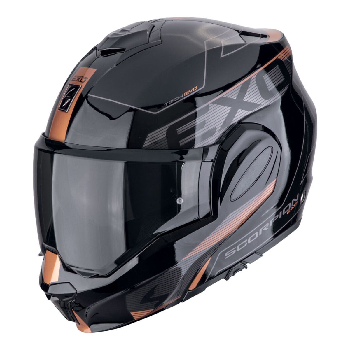 SCORPİON EXO-TECH EVO TRAVELLER ÇENE AÇILABİLİR MOTOSİKLET KASKI SİYAH / BAKIRSCORPIONÇene Açılır Kasklar