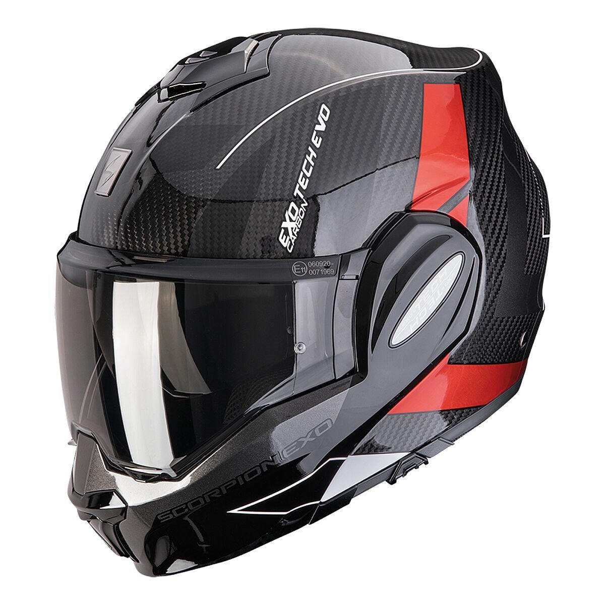 SCORPİON EXO-TECH EVO CARBON CAD ÇENE AÇILABİLİR MOTOSİKLET KASKI SİYAH / KIRMIZISCORPIONÇene Açılır Kasklar