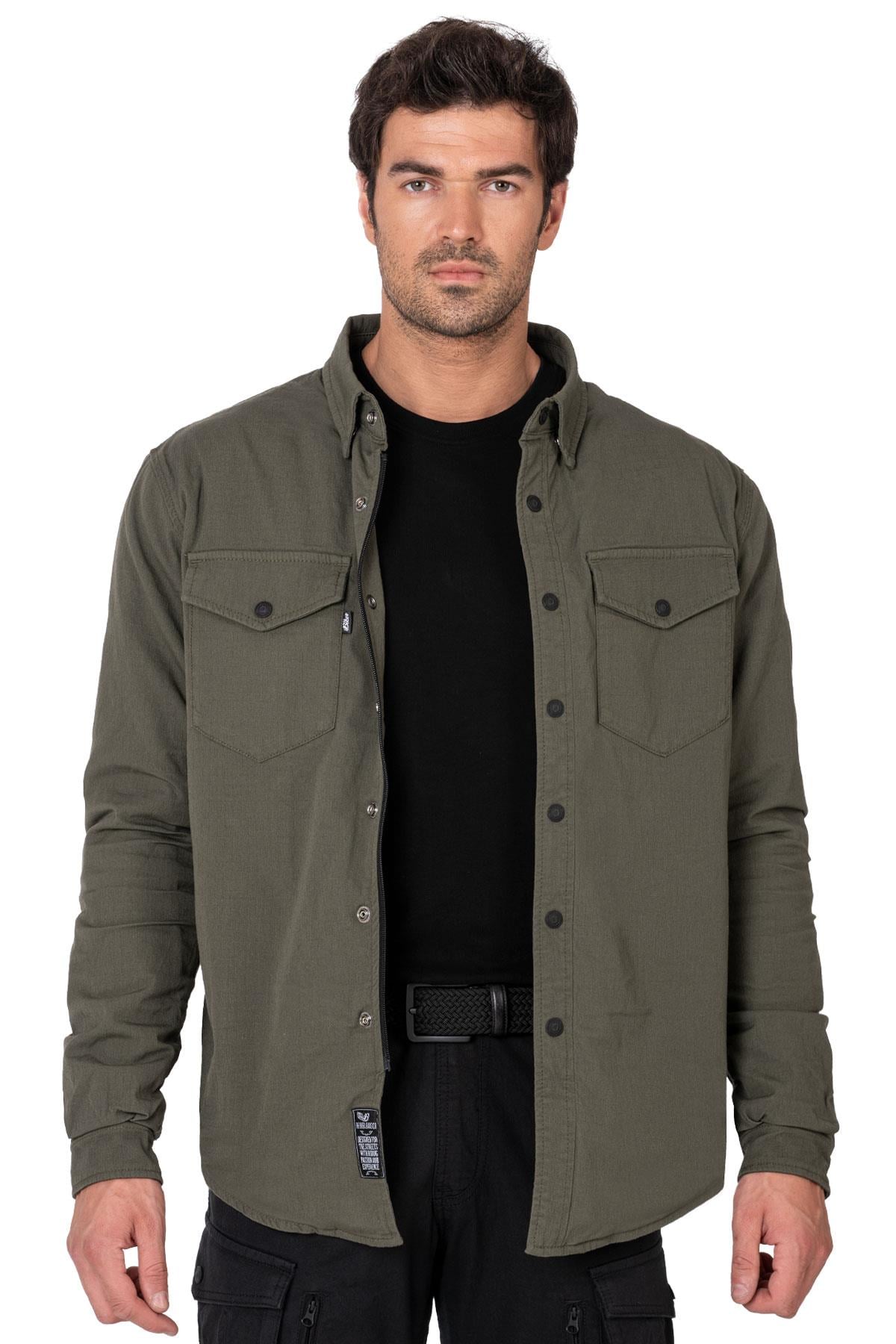 BJ EAGLE KHAKI KORUMALI MOTOSİKLET GÖMLEĞİTHE BİKER JEANSYazlık MontlarEagle Khaki Korumalı Motosiklet Gömleği | AA Sertifikalı | Hemen Satın AlEagle Khaki Korumalı Motosiklet Gömleği | AA Sertifikalı | Hemen Satın Al