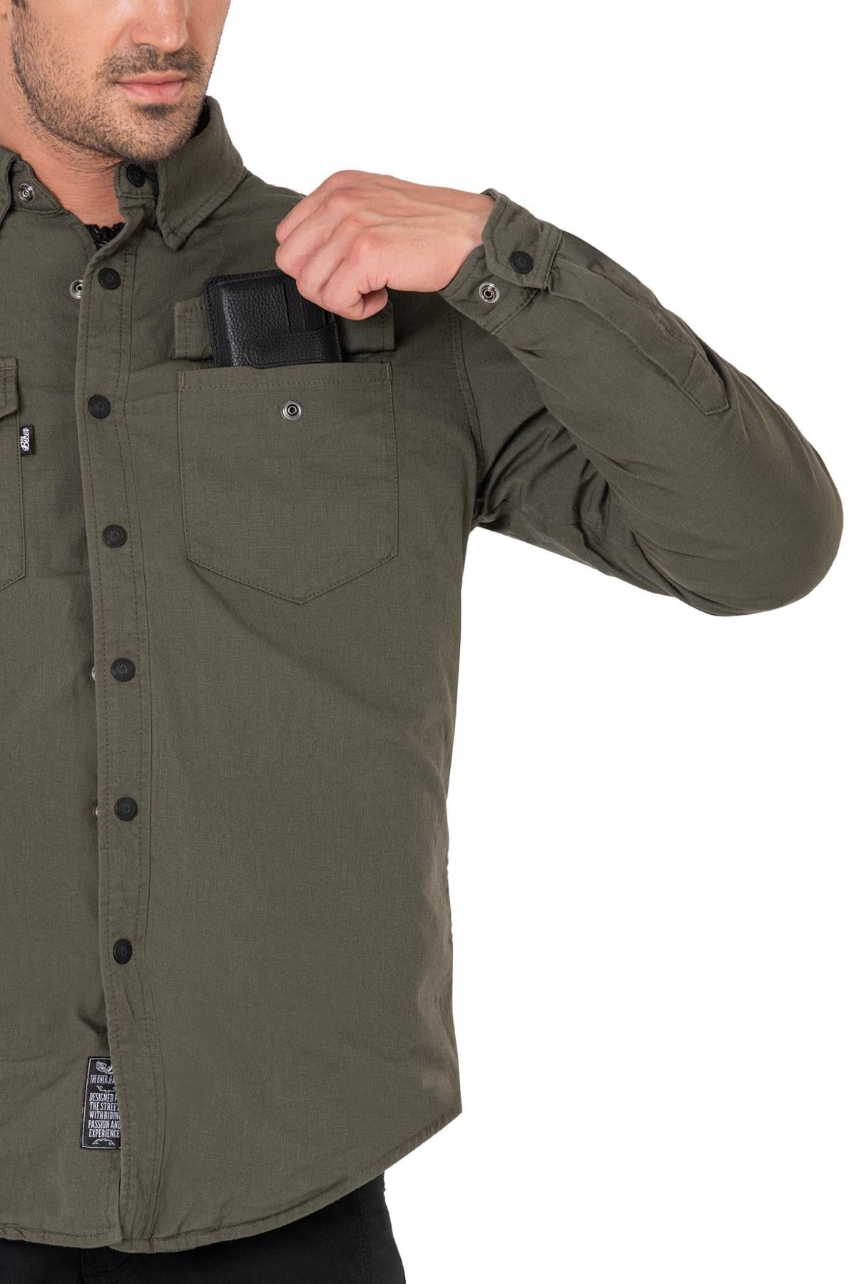BJ EAGLE KHAKI KORUMALI MOTOSİKLET GÖMLEĞİTHE BİKER JEANSYazlık MontlarEagle Khaki Korumalı Motosiklet Gömleği | AA Sertifikalı | Hemen Satın AlEagle Khaki Korumalı Motosiklet Gömleği | AA Sertifikalı | Hemen Satın Al