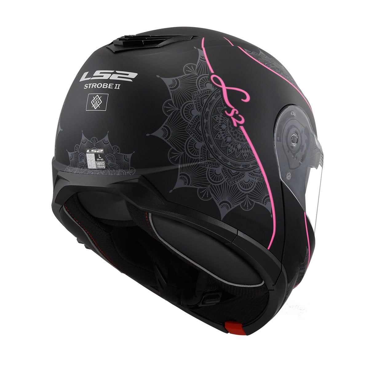 LS2 STROBE 2 LUX M.SİYAH-PEMBE KASKLS2Kadın Kaskları