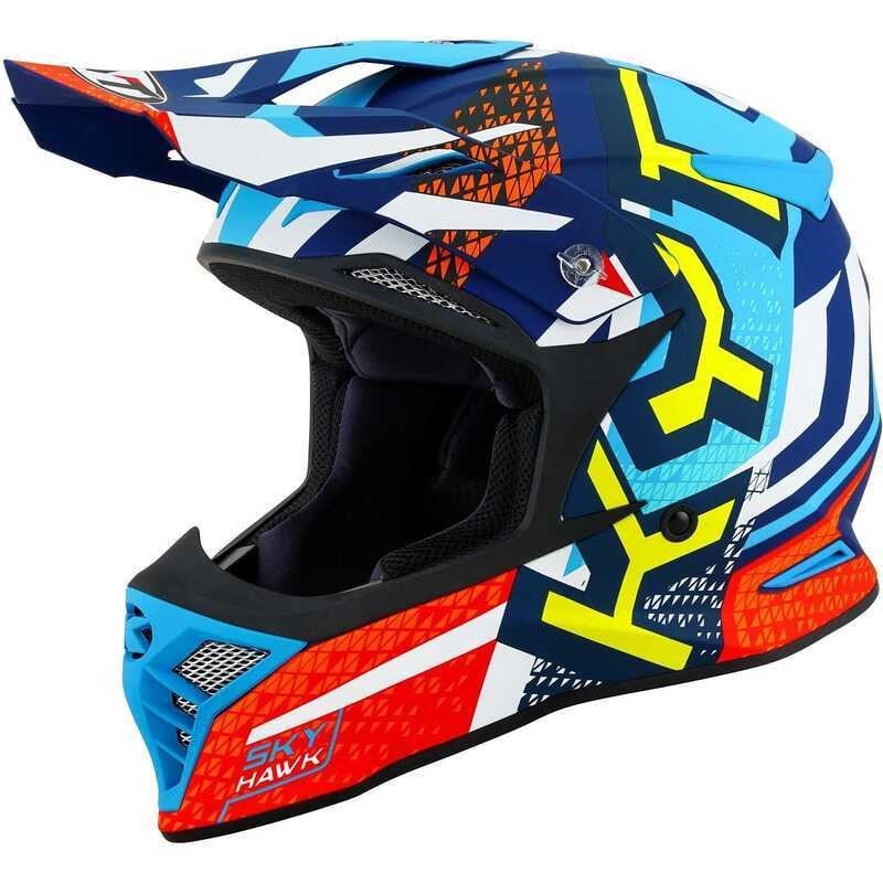 KYT SKYHAWK KASK HYPERFLOW MATT LIGHT BLUE / RED