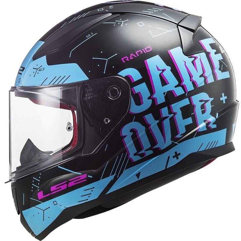 LS2 RAPID PLAYER BLACK SKY BLUE KASK 
