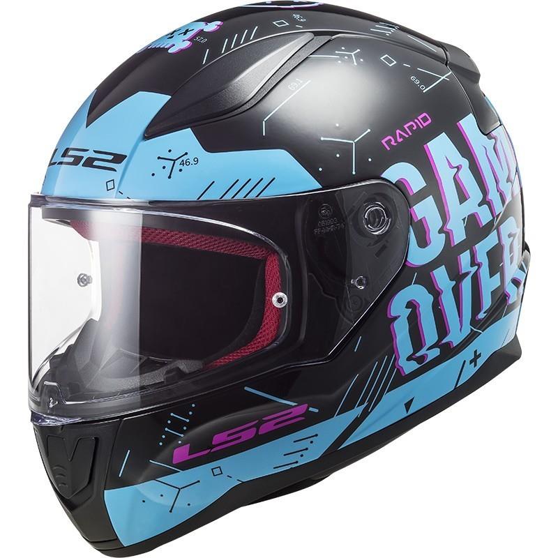 LS2 RAPID PLAYER BLACK SKY BLUE KASK 