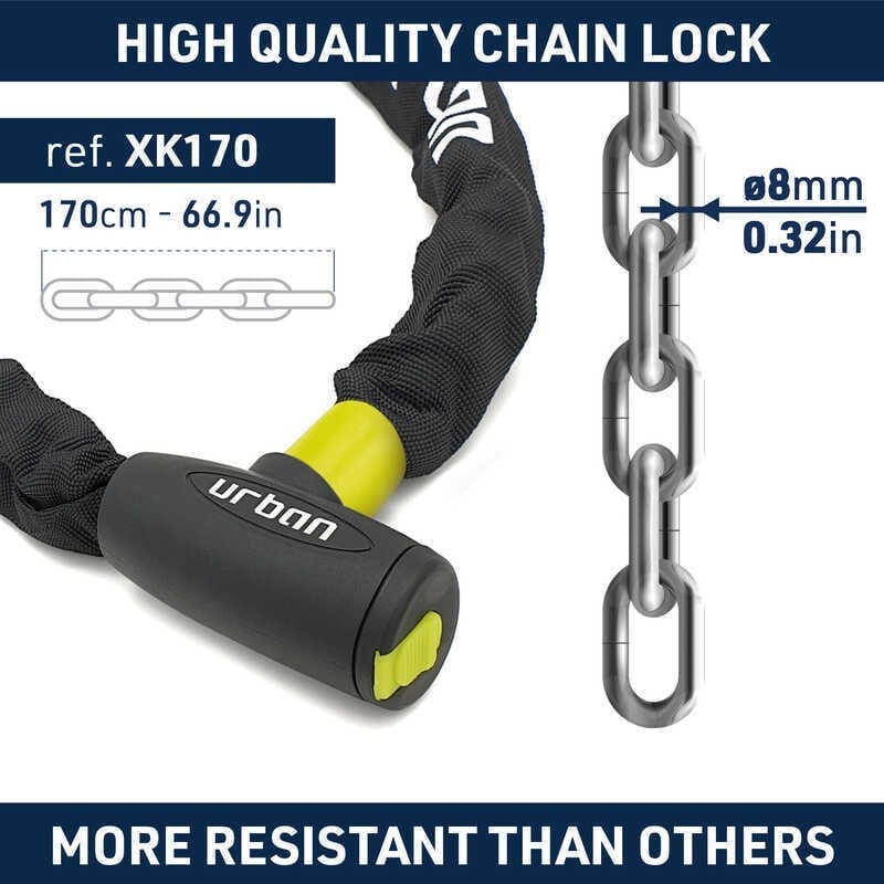URBAN SECURITY XK170 170CM DÖVME ÇELİK ZİNCİR KİLİT