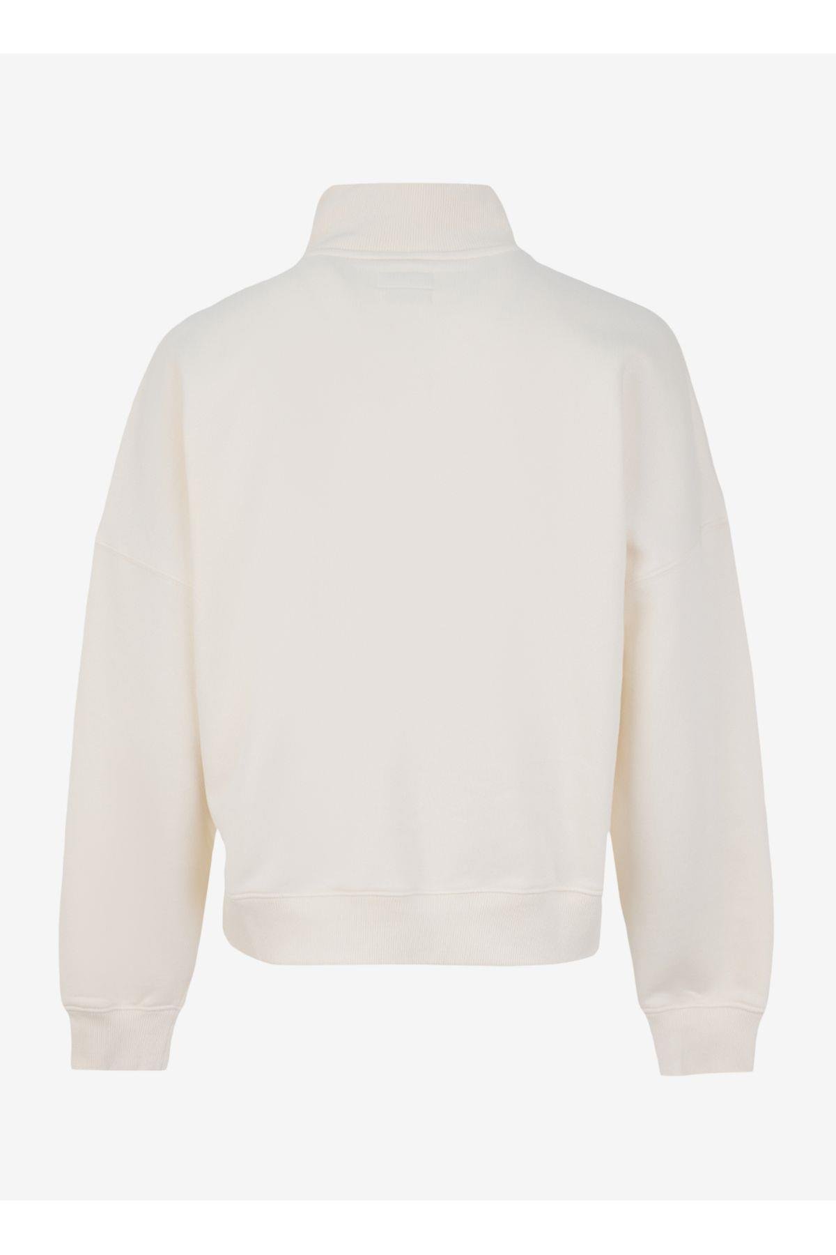 Jeans Fermuarlı Yaka Desenli Krem Kadın Sweatshırt GJ HALF ZIP OS MINI - ORGANIC CO/PL