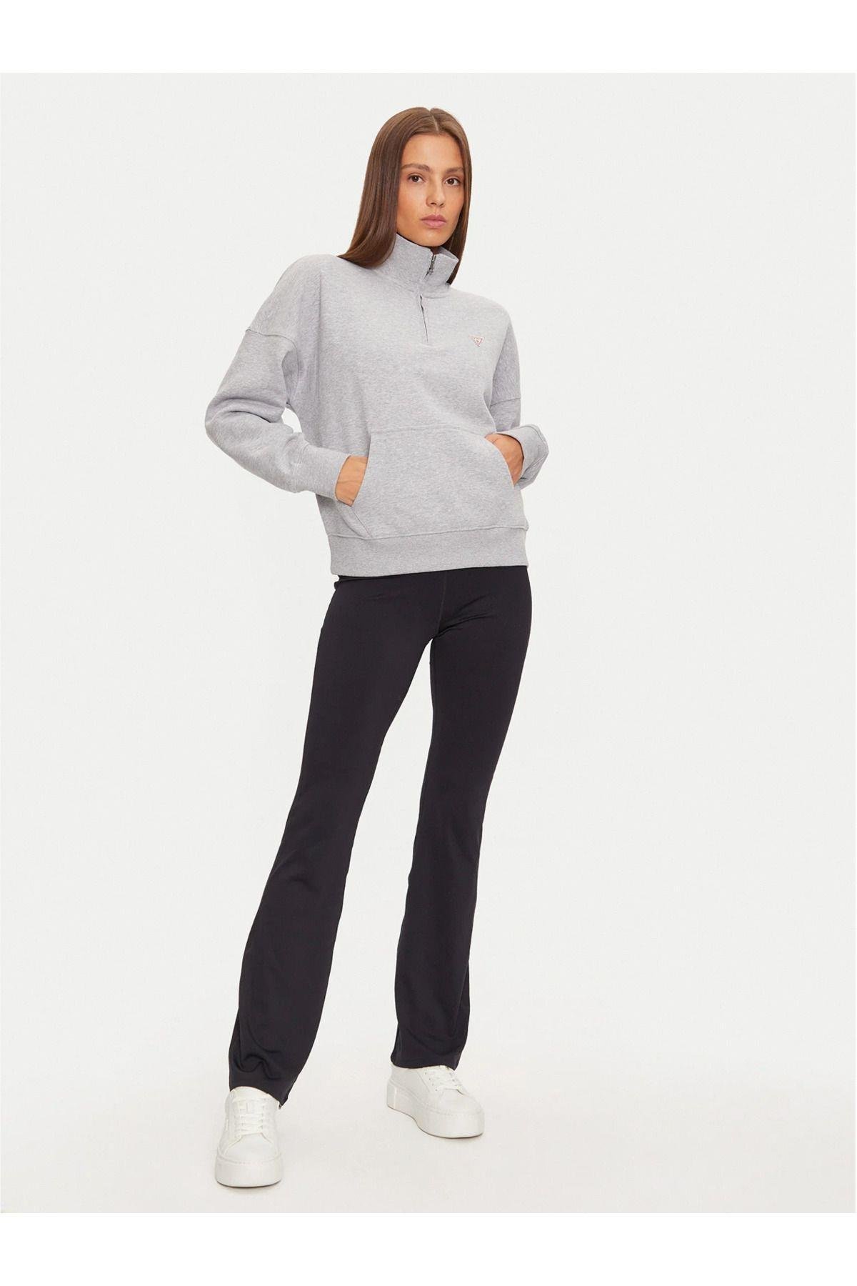 Jeans  Fermuarlı Yaka Marka Logo Desenli Kadın Sweatshirt GJ HALF ZIP OS MINI - ORGANIC CO/PL