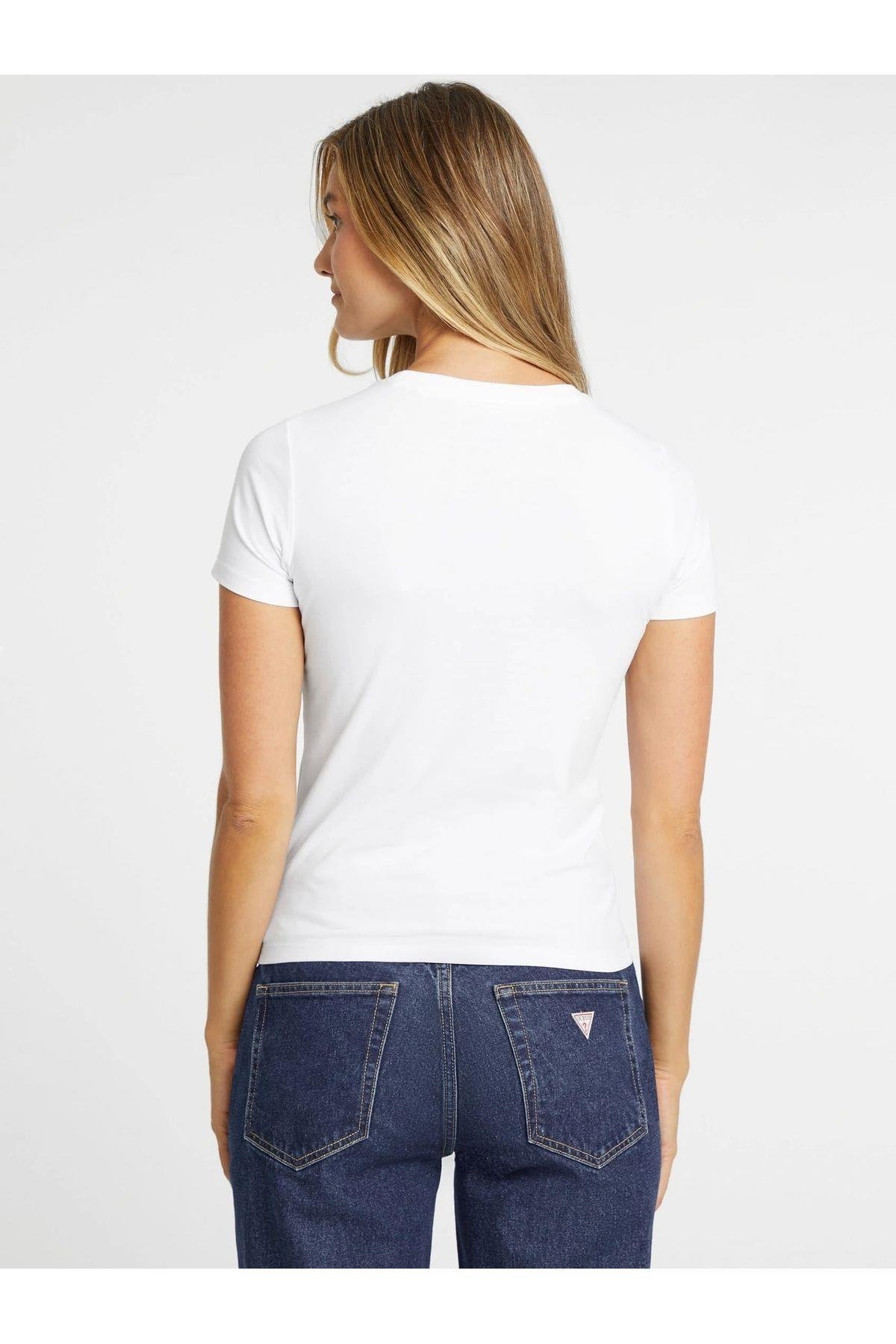 Jeans Gj Ss Cn Slım Iconıc Kadın Beyaz T-shirt W4yı04j1314-g011
