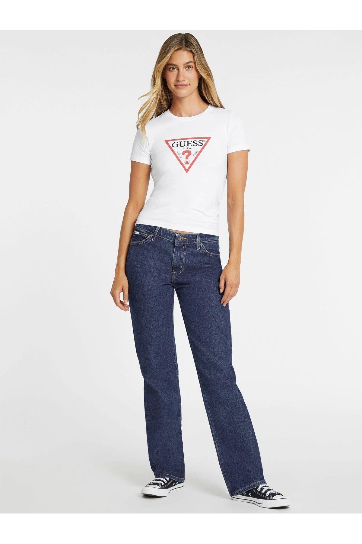 Jeans Gj Ss Cn Slım Iconıc Kadın Beyaz T-shirt W4yı04j1314-g011