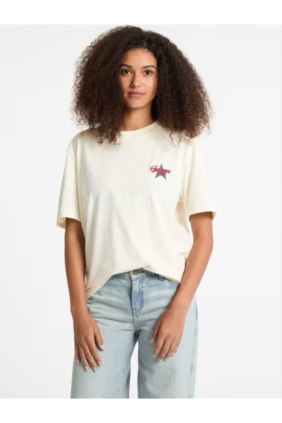 Jeans Kadın Marka Logolu GJ SS CN OS LOGO STAR TEE W4BI55