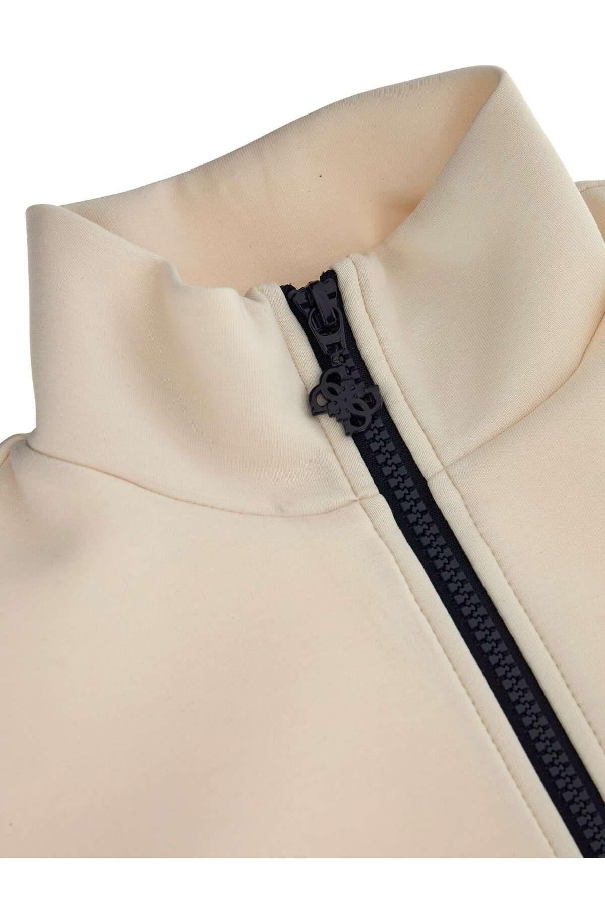 Kadın Ann Aktif Scuba Fermuarlı Sweatshirt - Krem