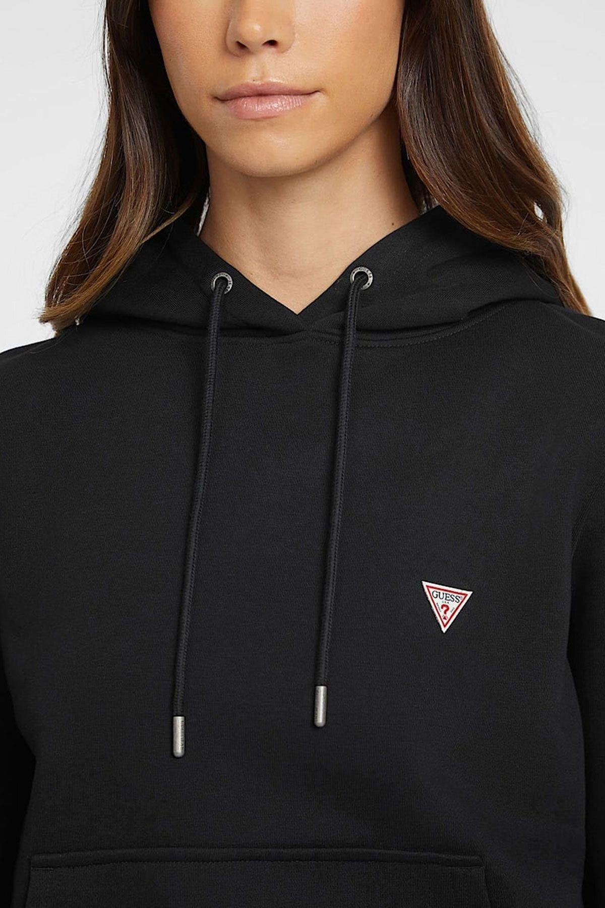 Kadın GJ Mini Patch Kapüşonlu Sweatshirt - Siyah
