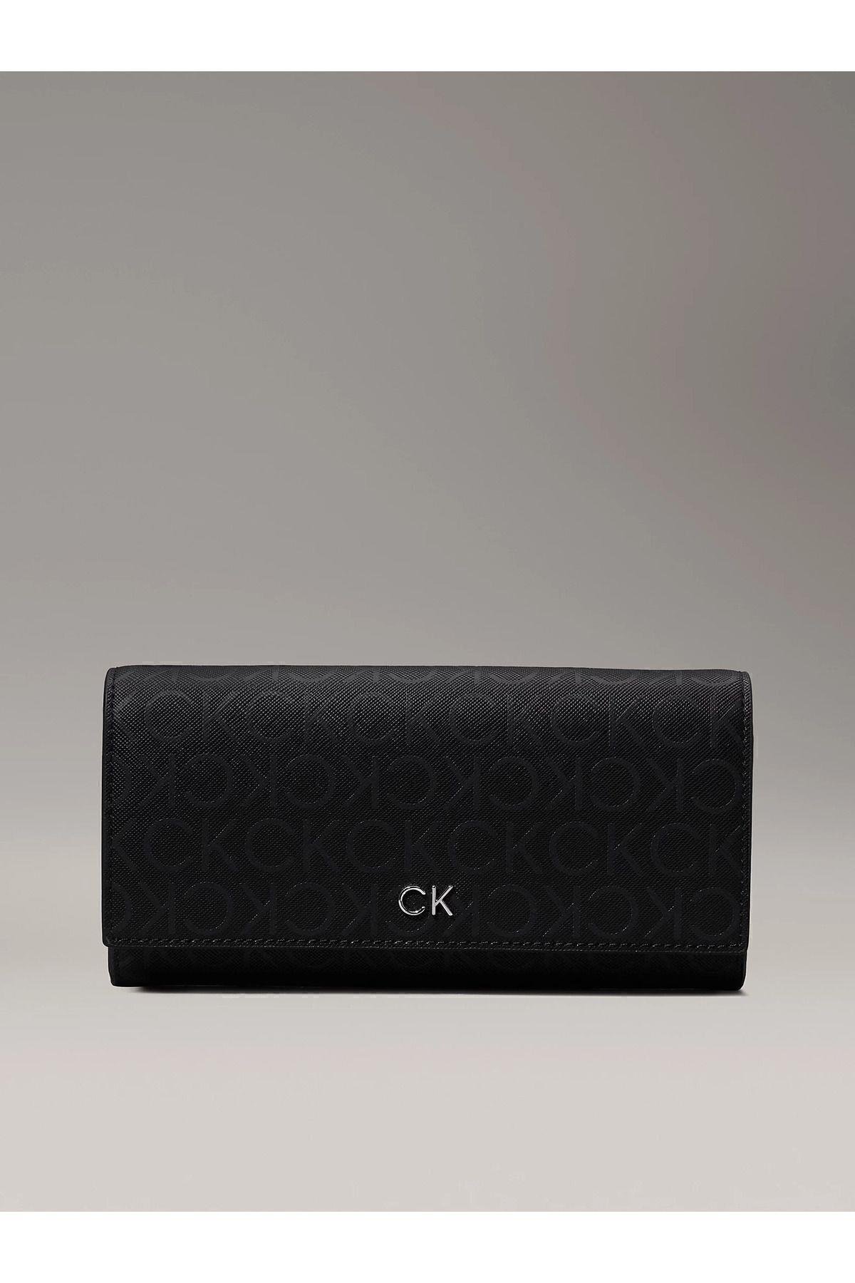 Kadın Logo Baskılı Kumaş Ayarlanabilir Askılı Siyah Cüzdan K60K612424-0GM