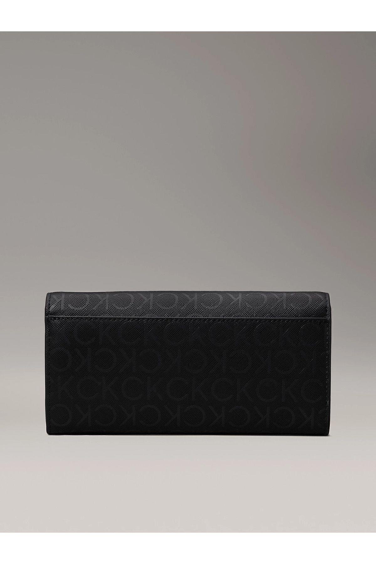 Kadın Logo Baskılı Kumaş Ayarlanabilir Askılı Siyah Cüzdan K60K612424-0GM
