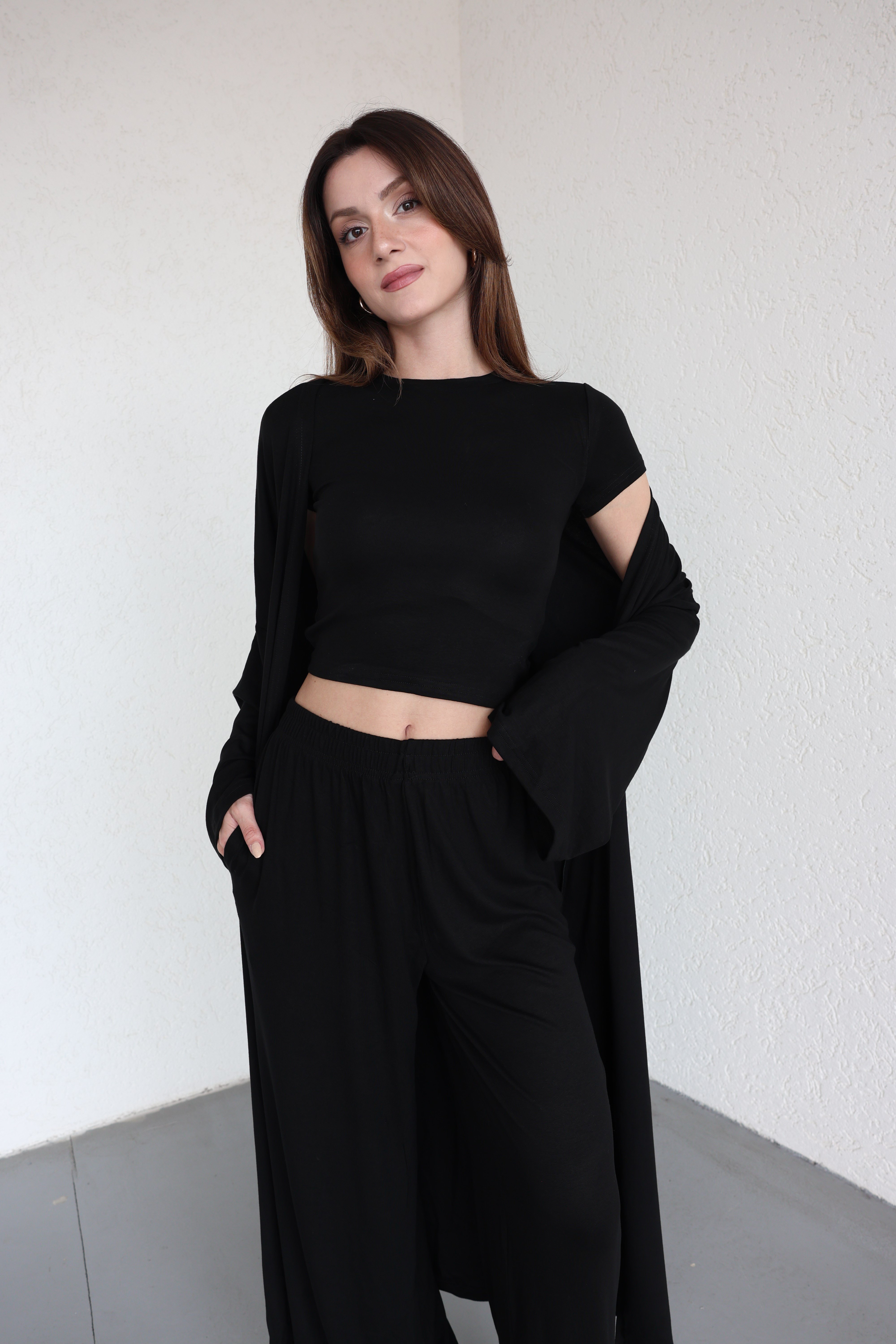 Pantolon TakımKimono 3lü Plazzo Takım