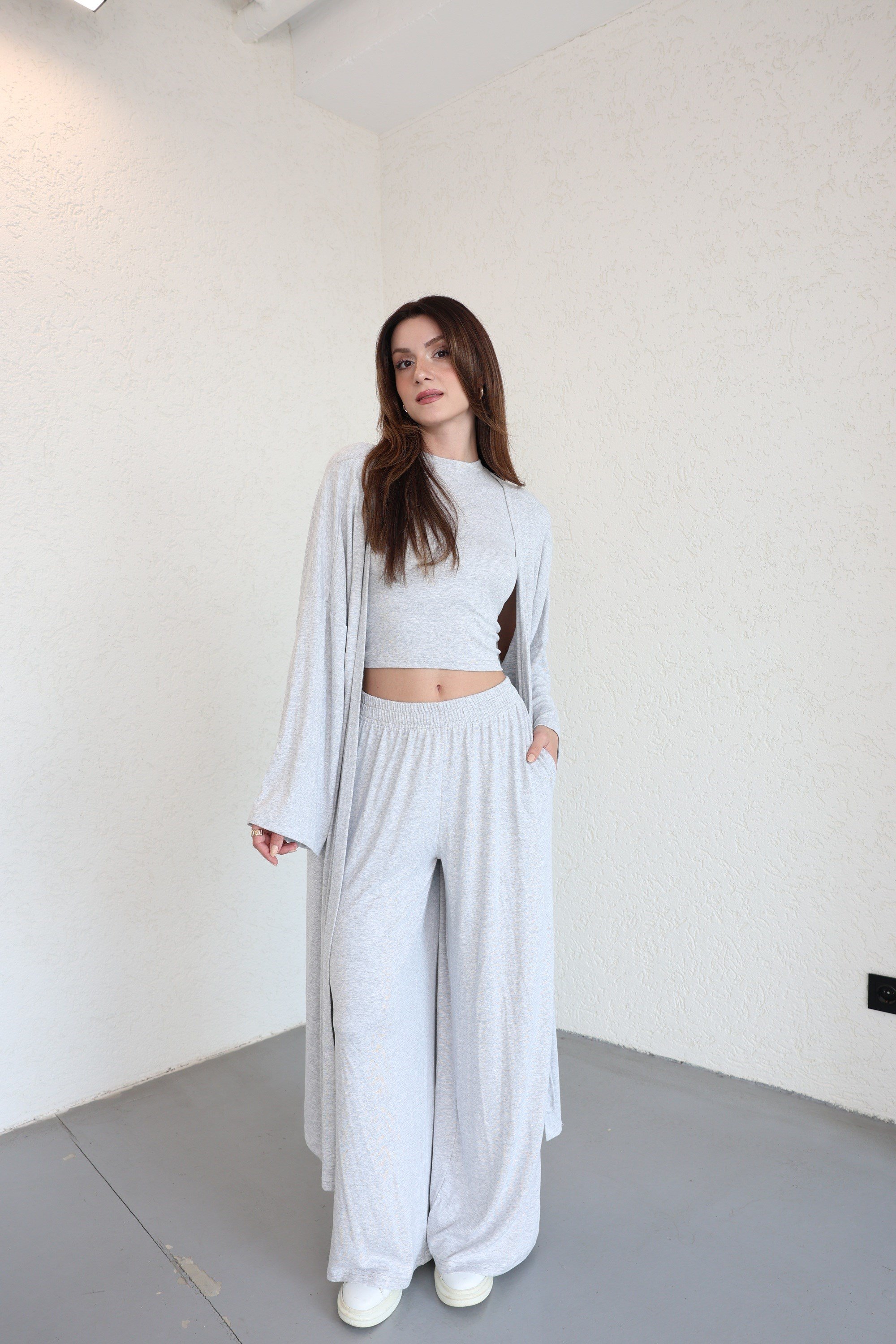 Pantolon TakımKimono 3lü Plazzo Takım