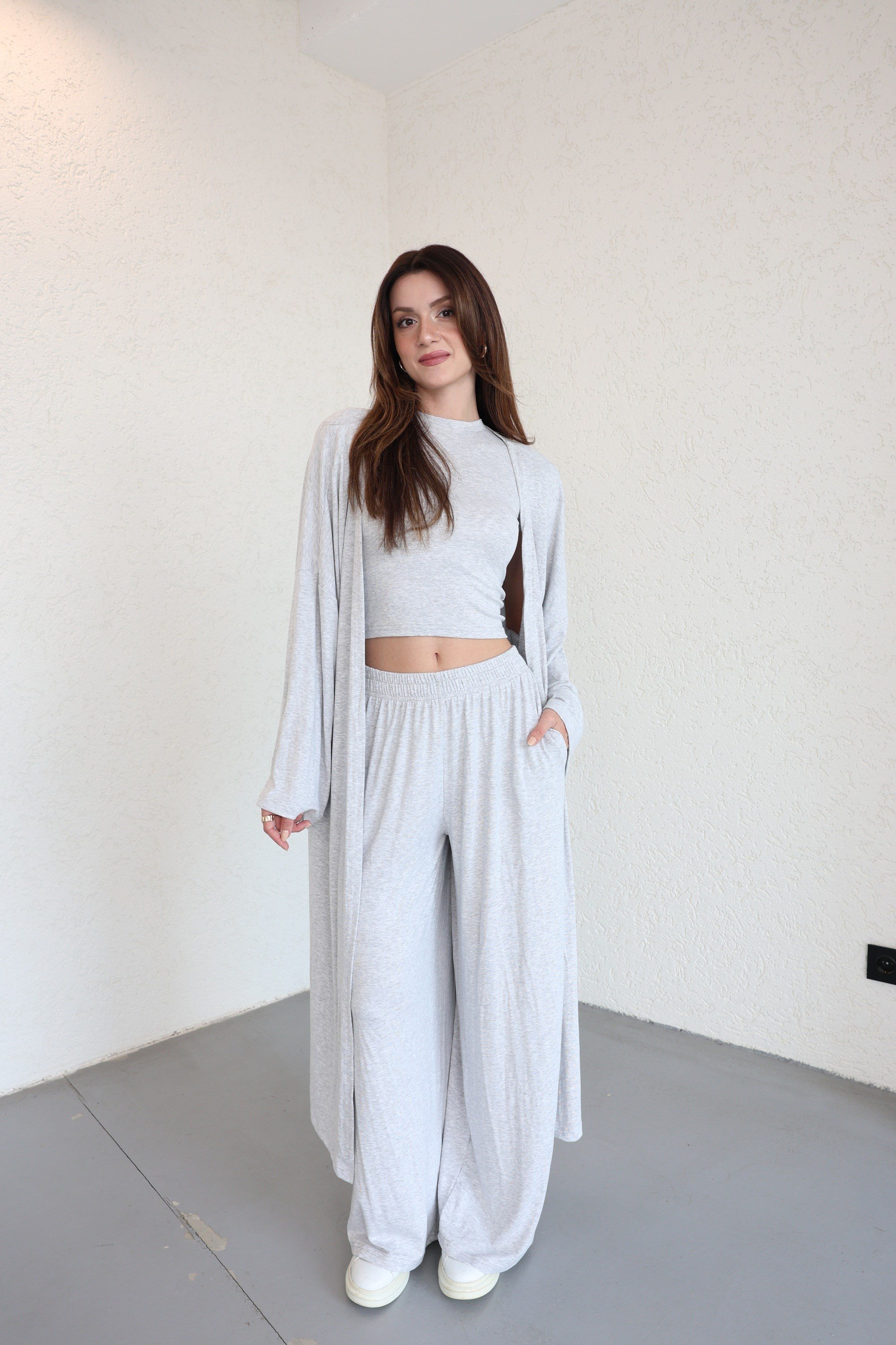 Pantolon TakımKimono 3lü Plazzo Takım